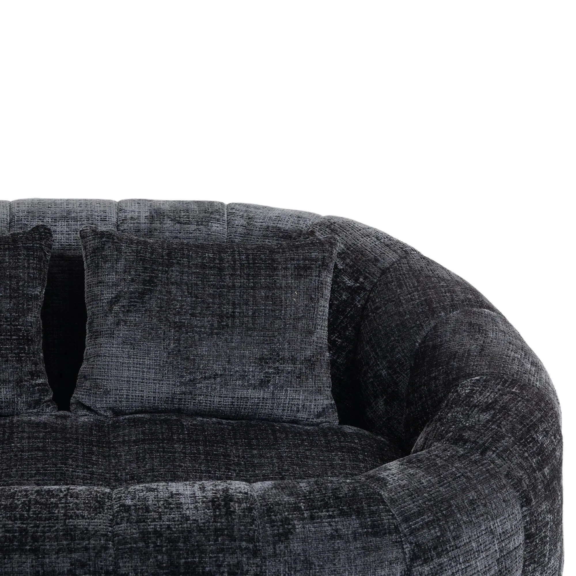 Corner 2 Seater Chenille Sofa 145 x 95 x 63cm - Black - 11