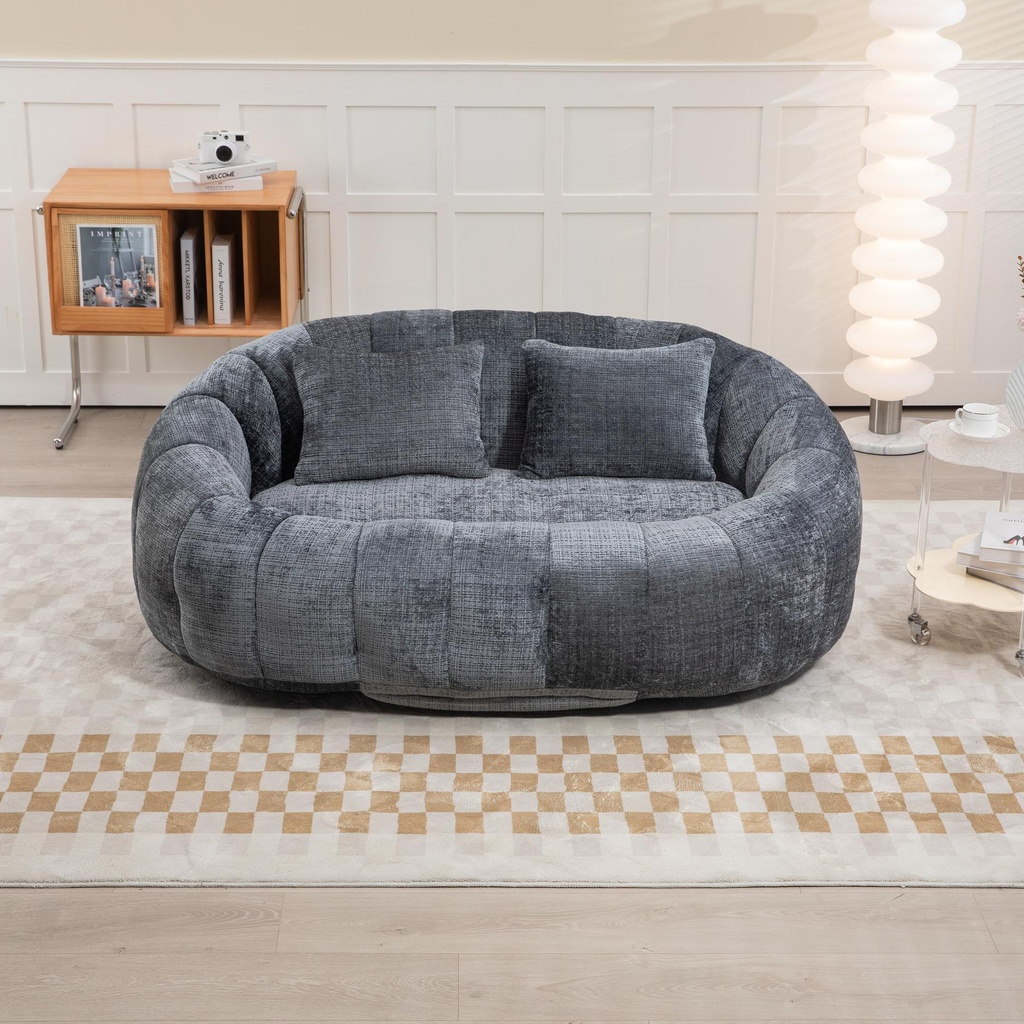 Corner 2 Seater Chenille Sofa 145 x 95 x 63cm - Grey - 1