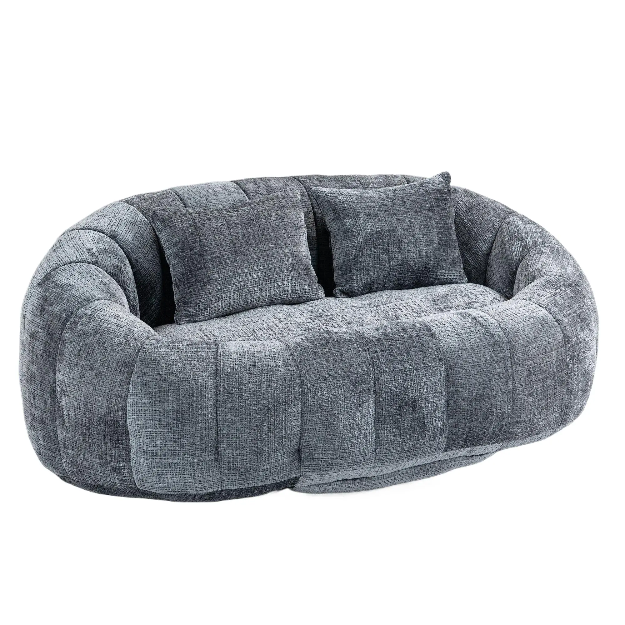 Corner 2 Seater Chenille Sofa 145 x 95 x 63cm - Grey - 2