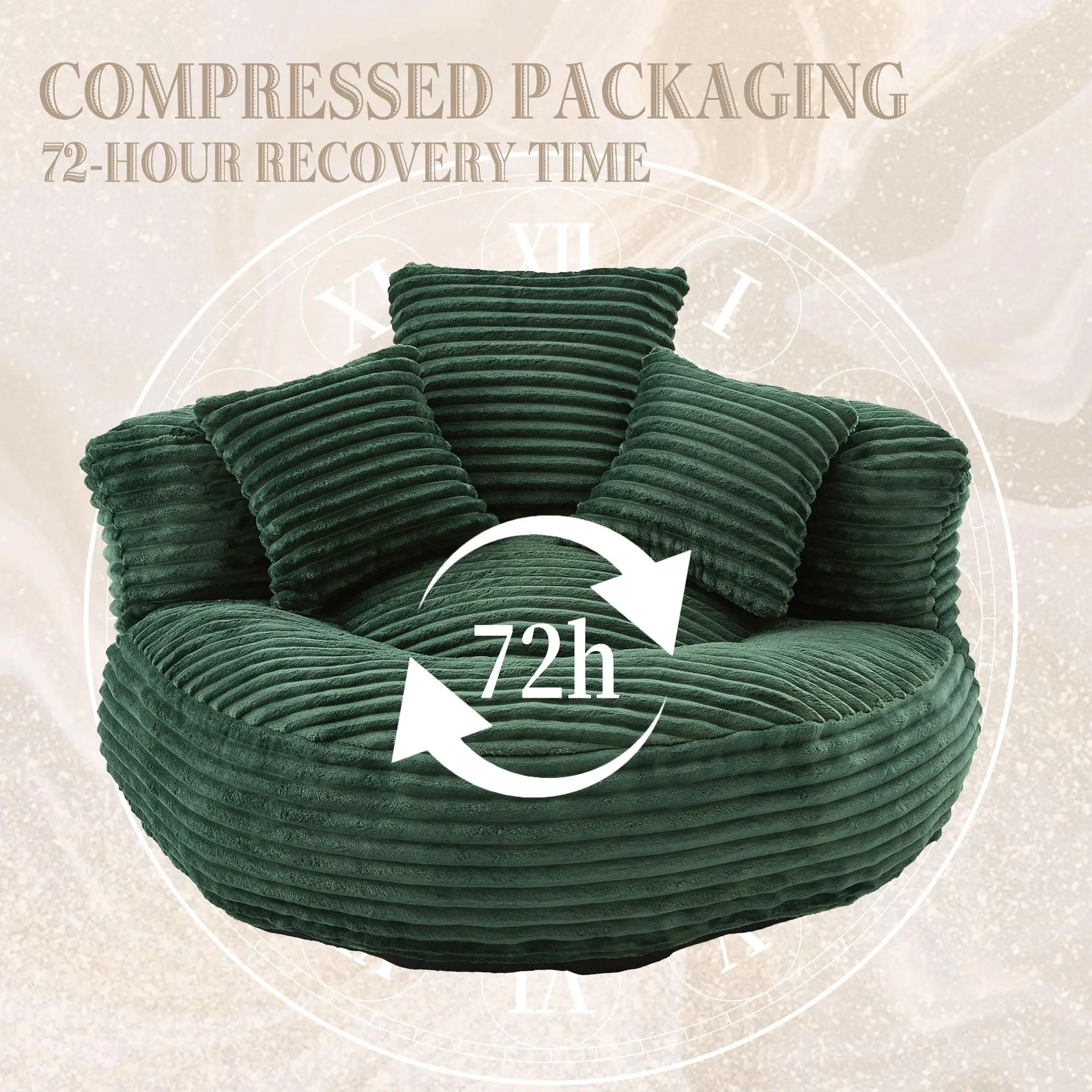 Corduroy Armchair 108 x 108 x 52cm - Emerald - 5