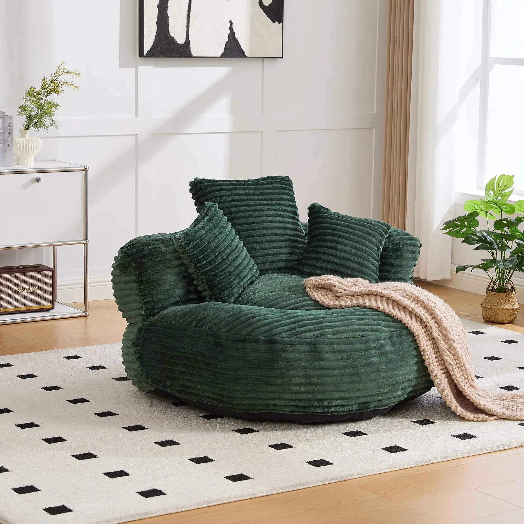 Corduroy Armchair 108 x 108 x 52cm - Emerald - 9