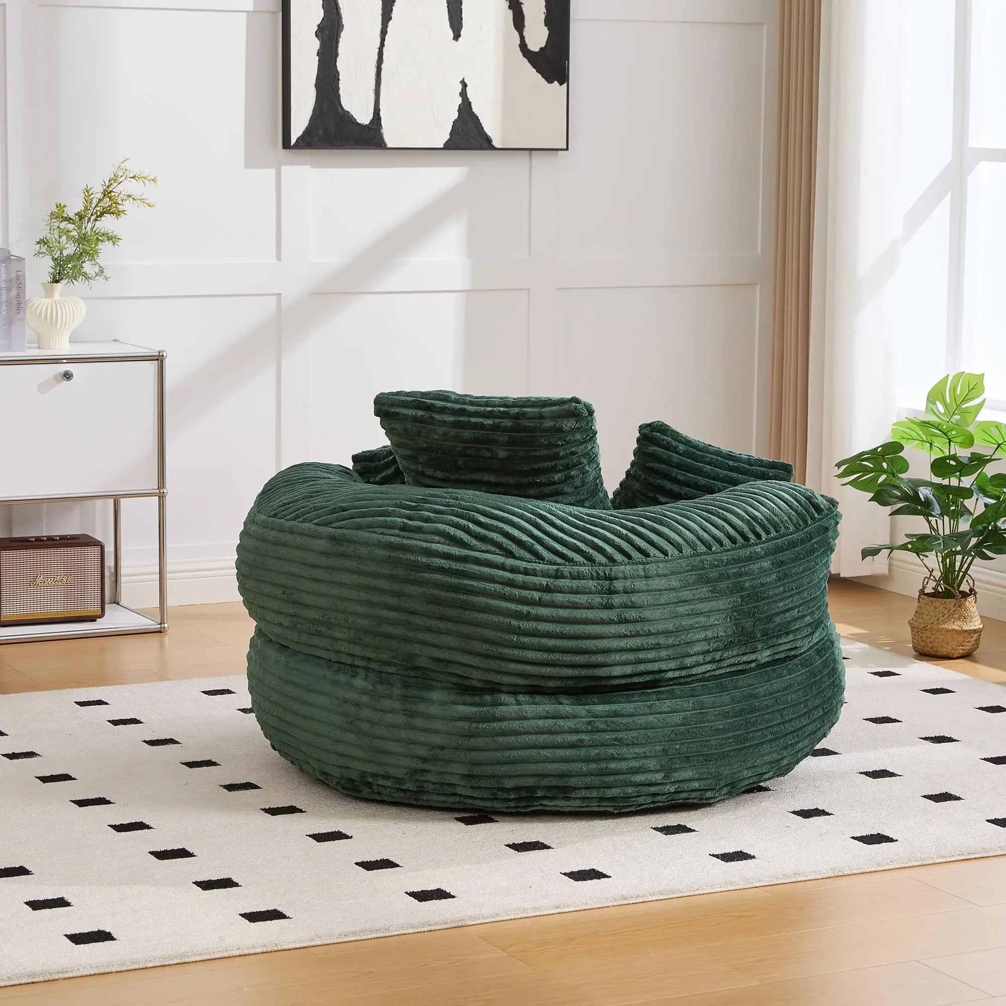 Corduroy Armchair 108 x 108 x 52cm - Emerald - 10