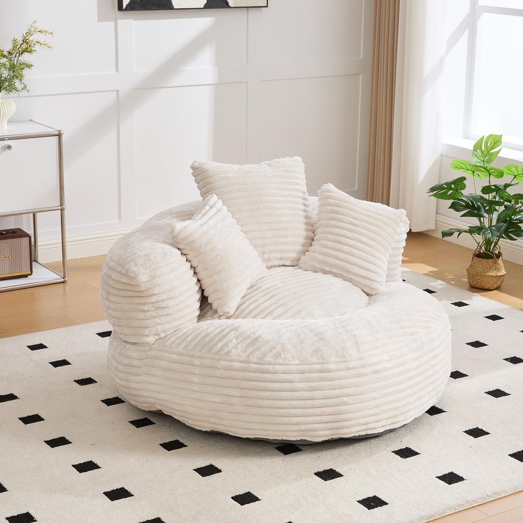 Corduroy Armchair 108 x 108 x 52cm - Beige - 1