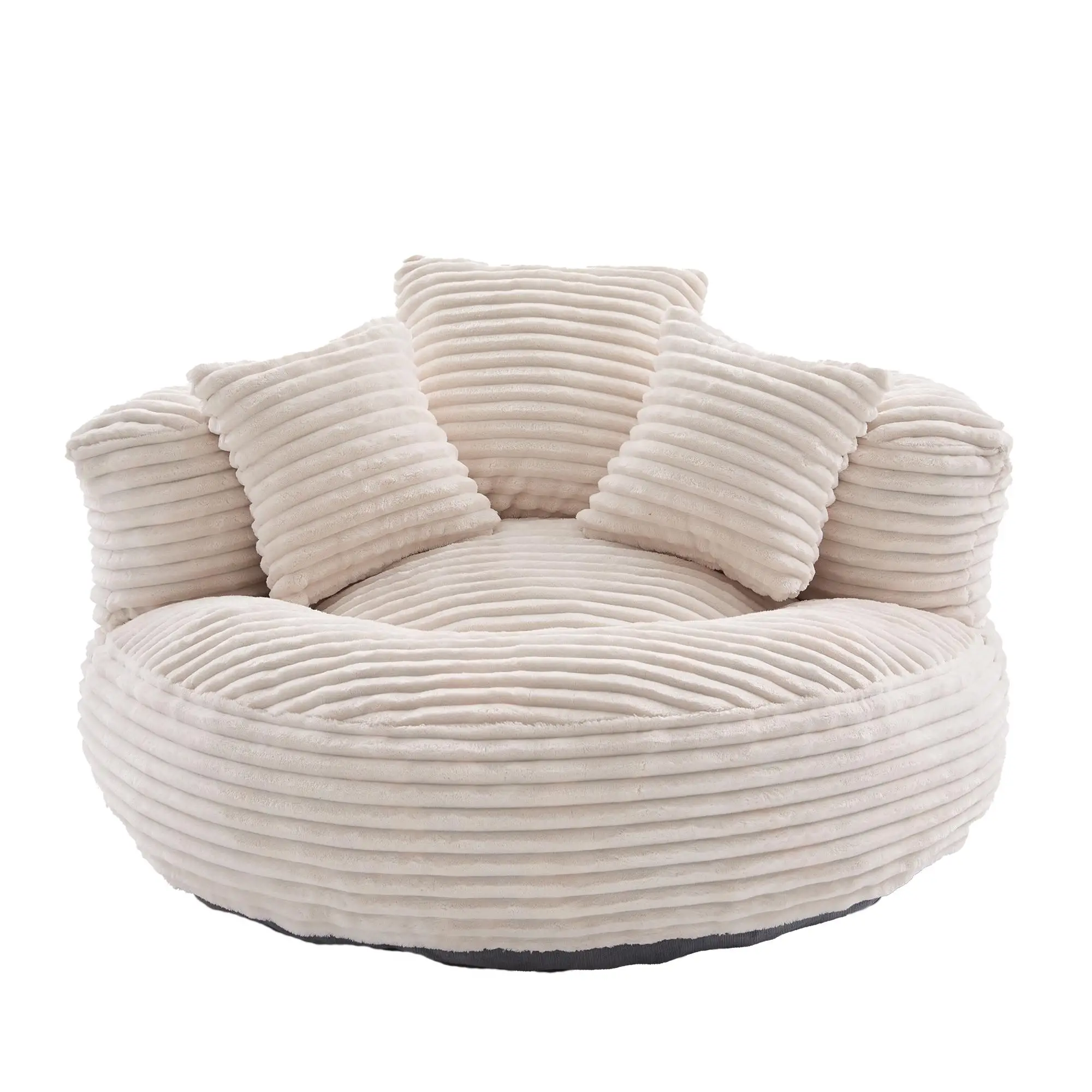 Corduroy Armchair 108 x 108 x 52cm - Beige - 2