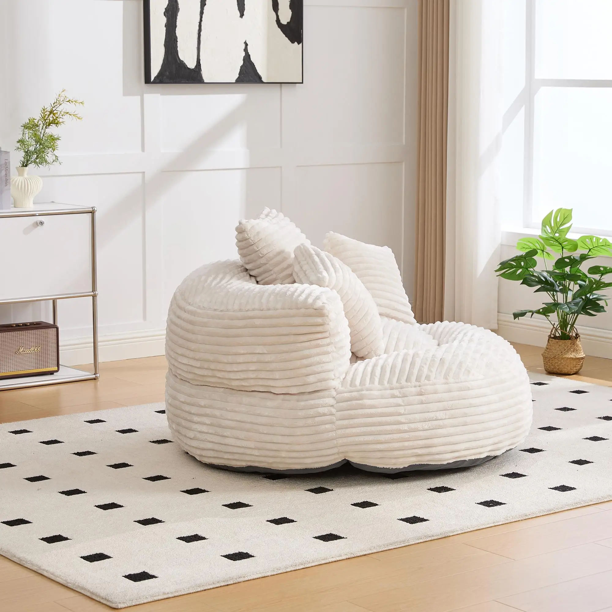 Corduroy Armchair 108 x 108 x 52cm - Beige - 10