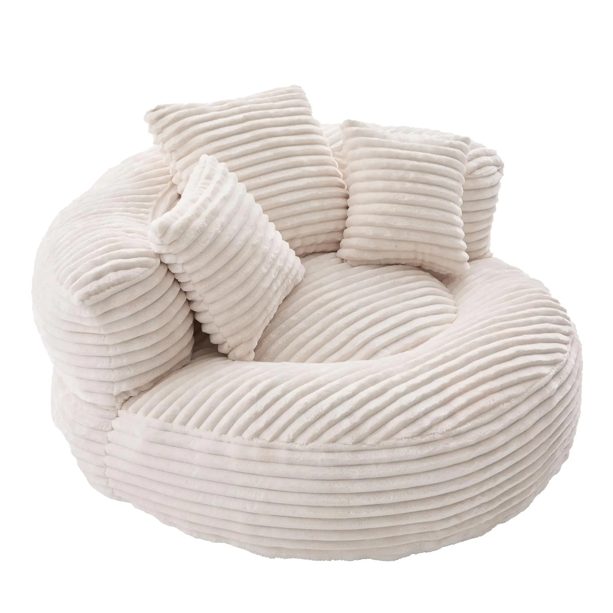 Corduroy Armchair 108 x 108 x 52cm - Beige - 14
