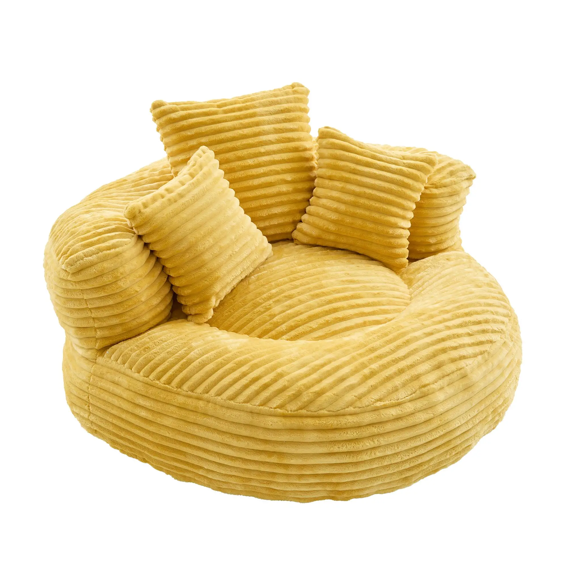Corduroy Armchair 108 x 108 x 52cm - Mustard Yellow - 2