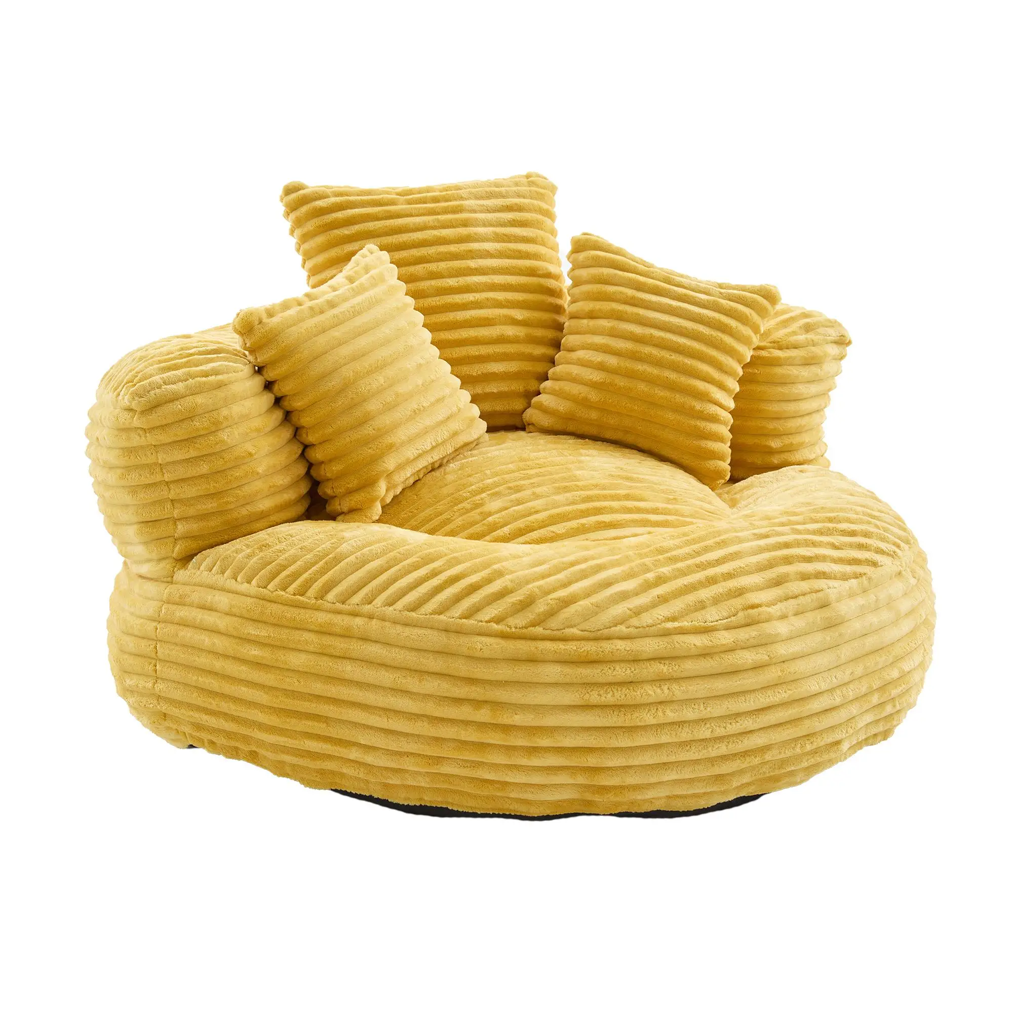 Corduroy Armchair 108 x 108 x 52cm - Mustard Yellow - 14