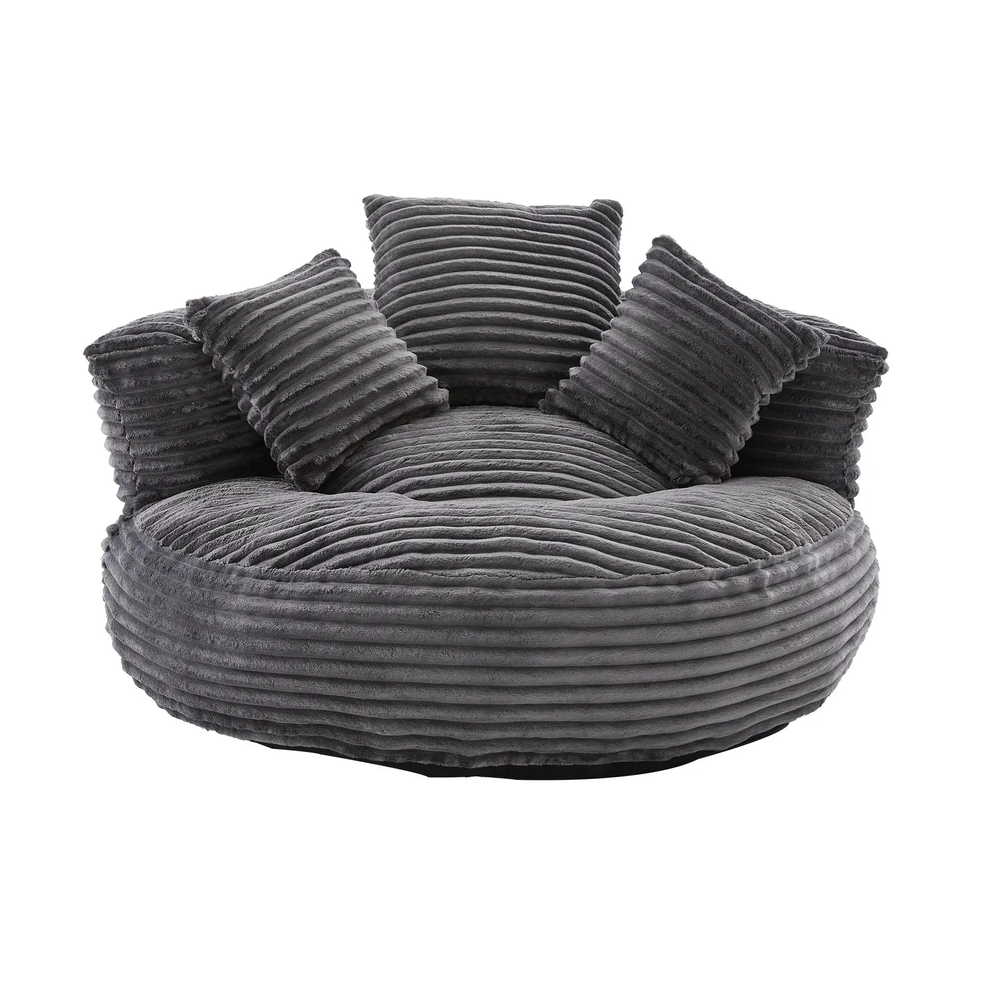 Corduroy Armchair 108 x 108 x 52cm - Dark Grey - 2