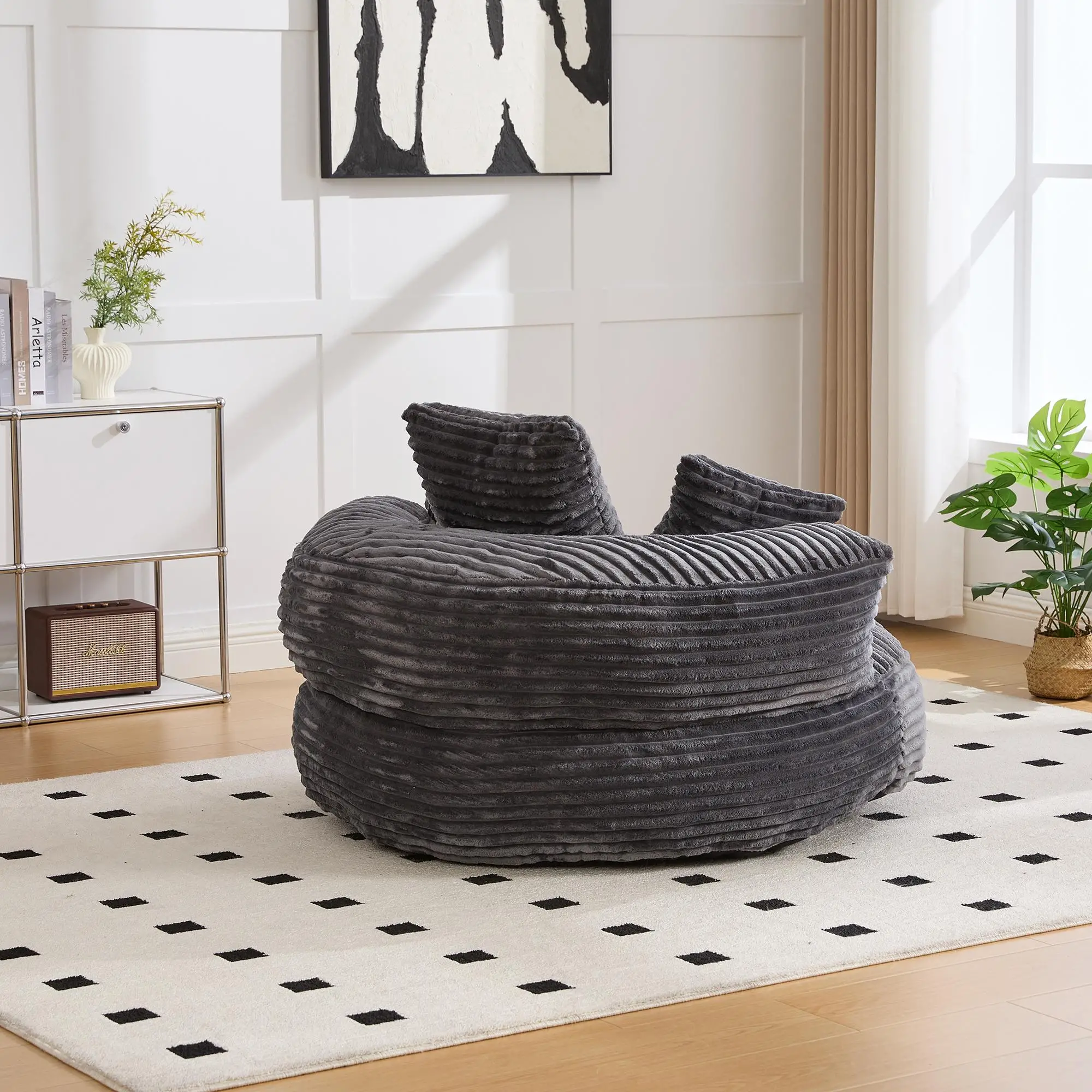 Corduroy Armchair 108 x 108 x 52cm - Dark Grey - 8