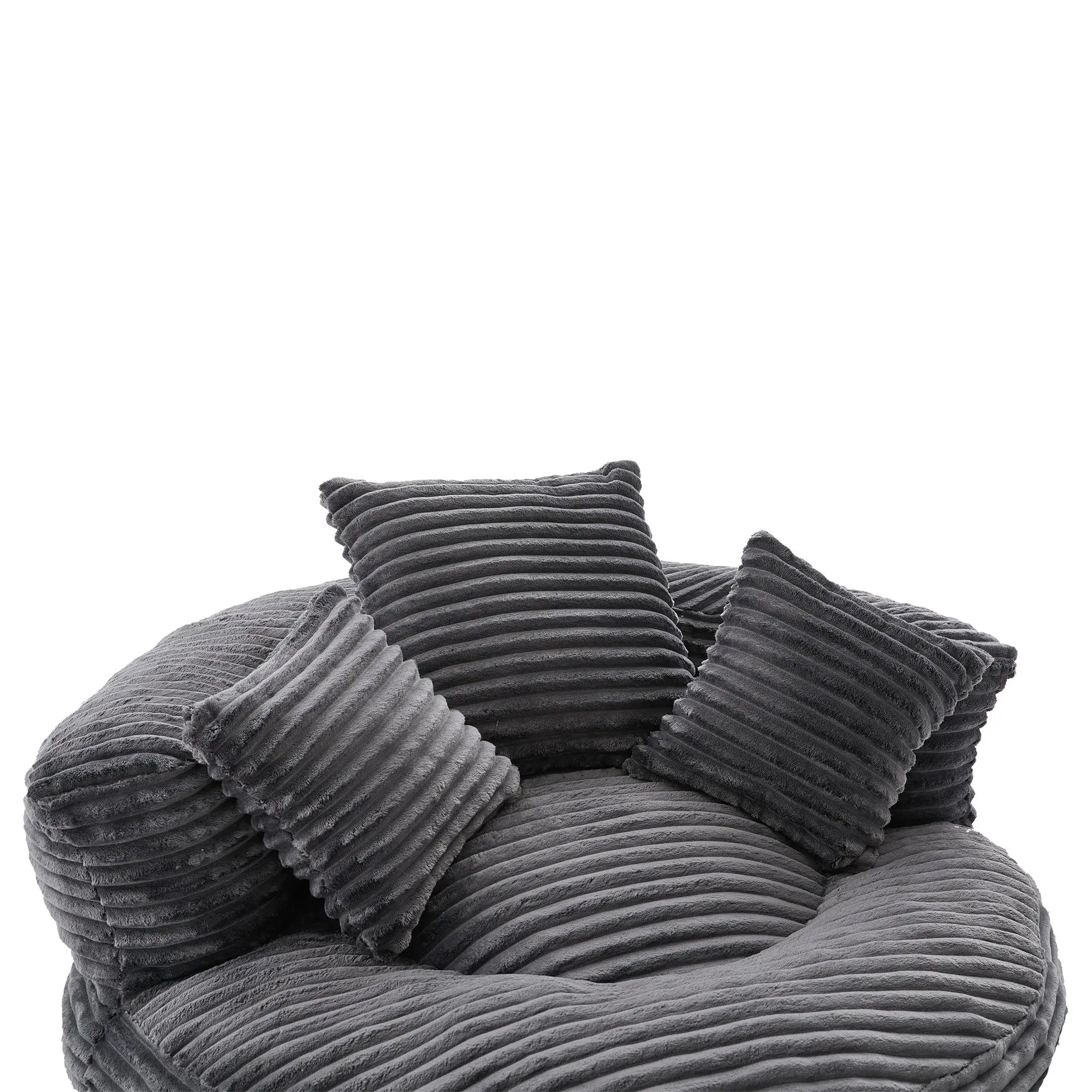 Corduroy Armchair 108 x 108 x 52cm - Dark Grey - 9