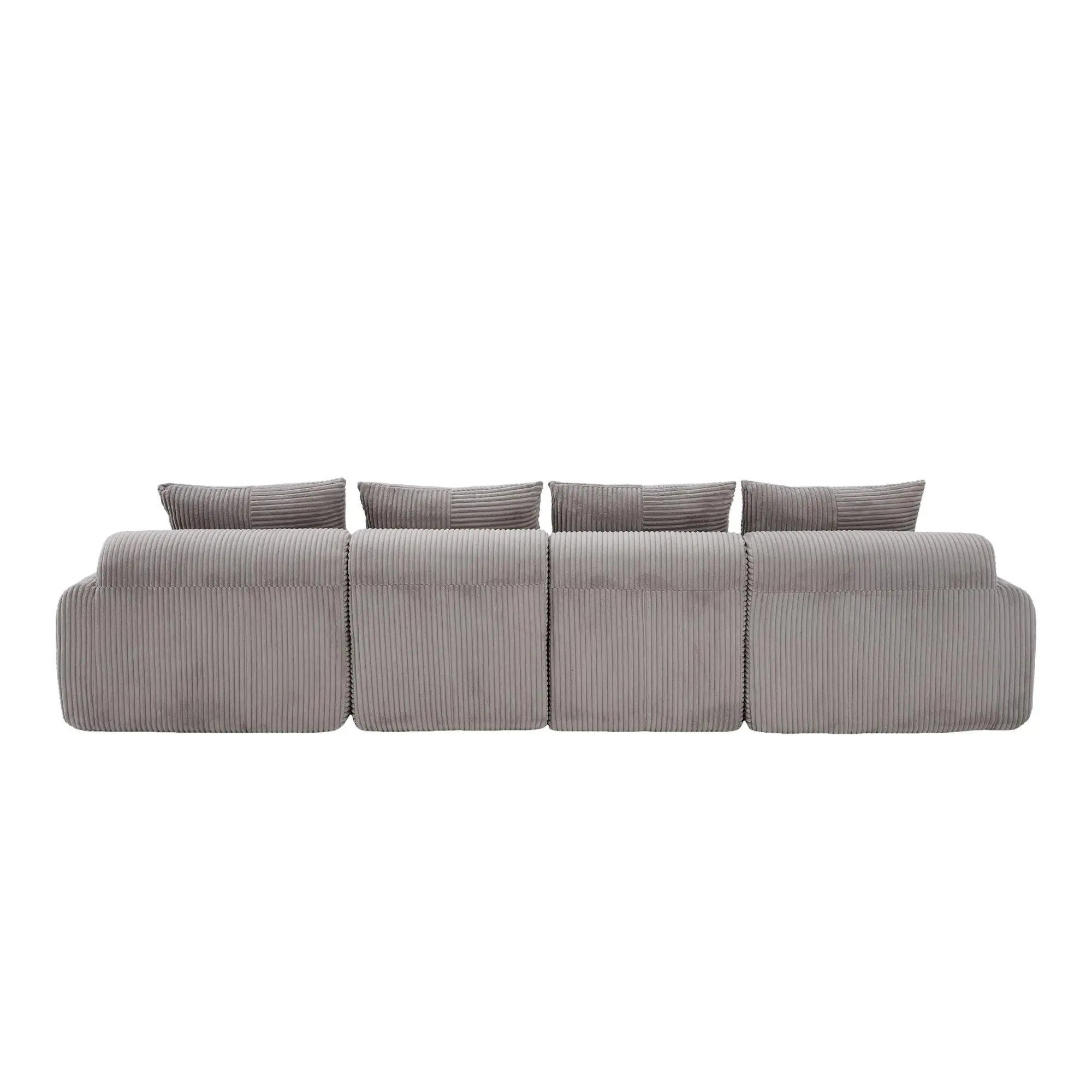 Corner 4 Seater Corduroy Sofa 333 x 174 x 80cm - Light Grey - 11