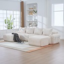 Corner 4 Seater Corduroy Sofa 333 x 174 x 80cm - Beige - 1