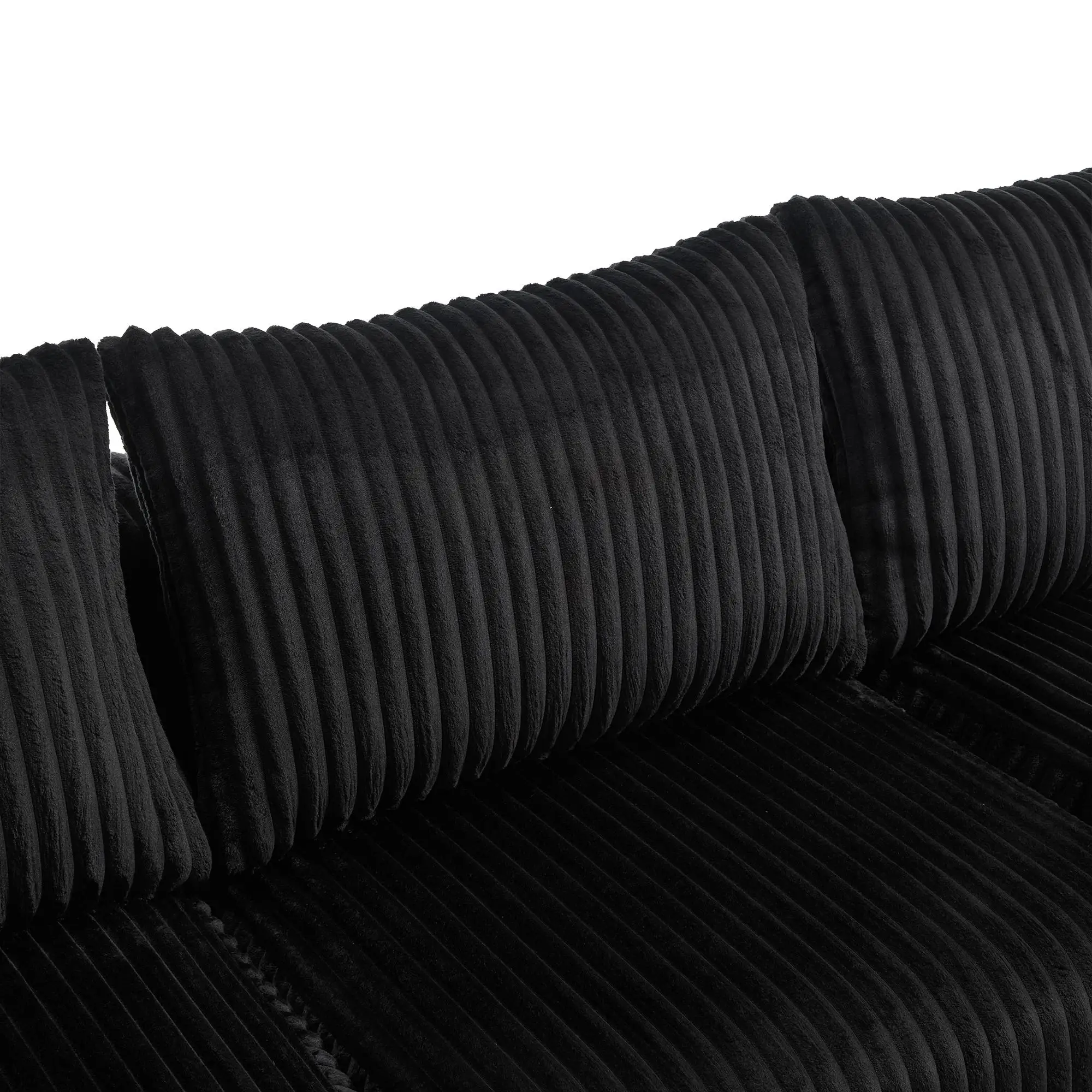 Corner Corduroy Sofa 257 x 160 x 80cm - Black - 10