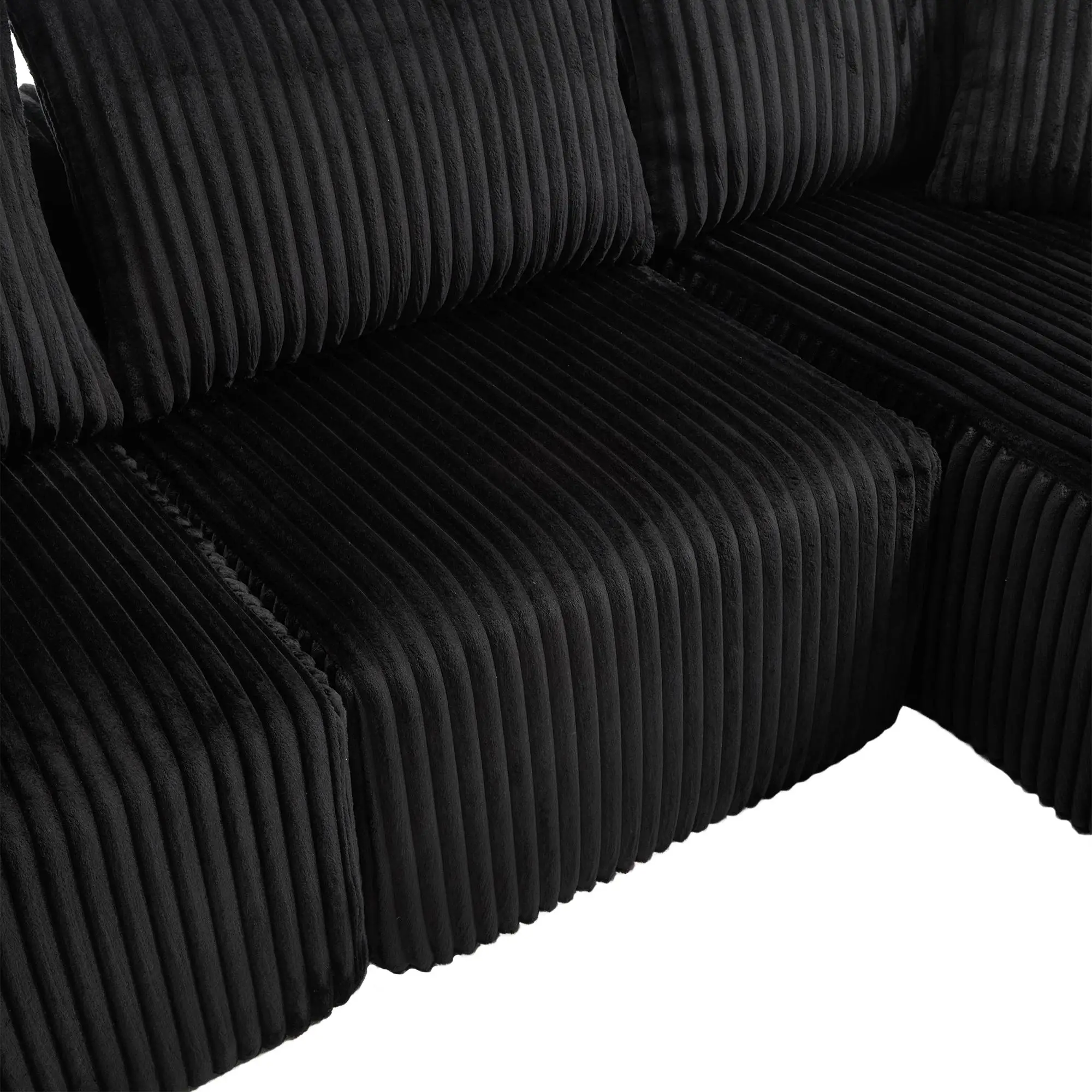 Corner Corduroy Sofa 257 x 160 x 80cm - Black - 11