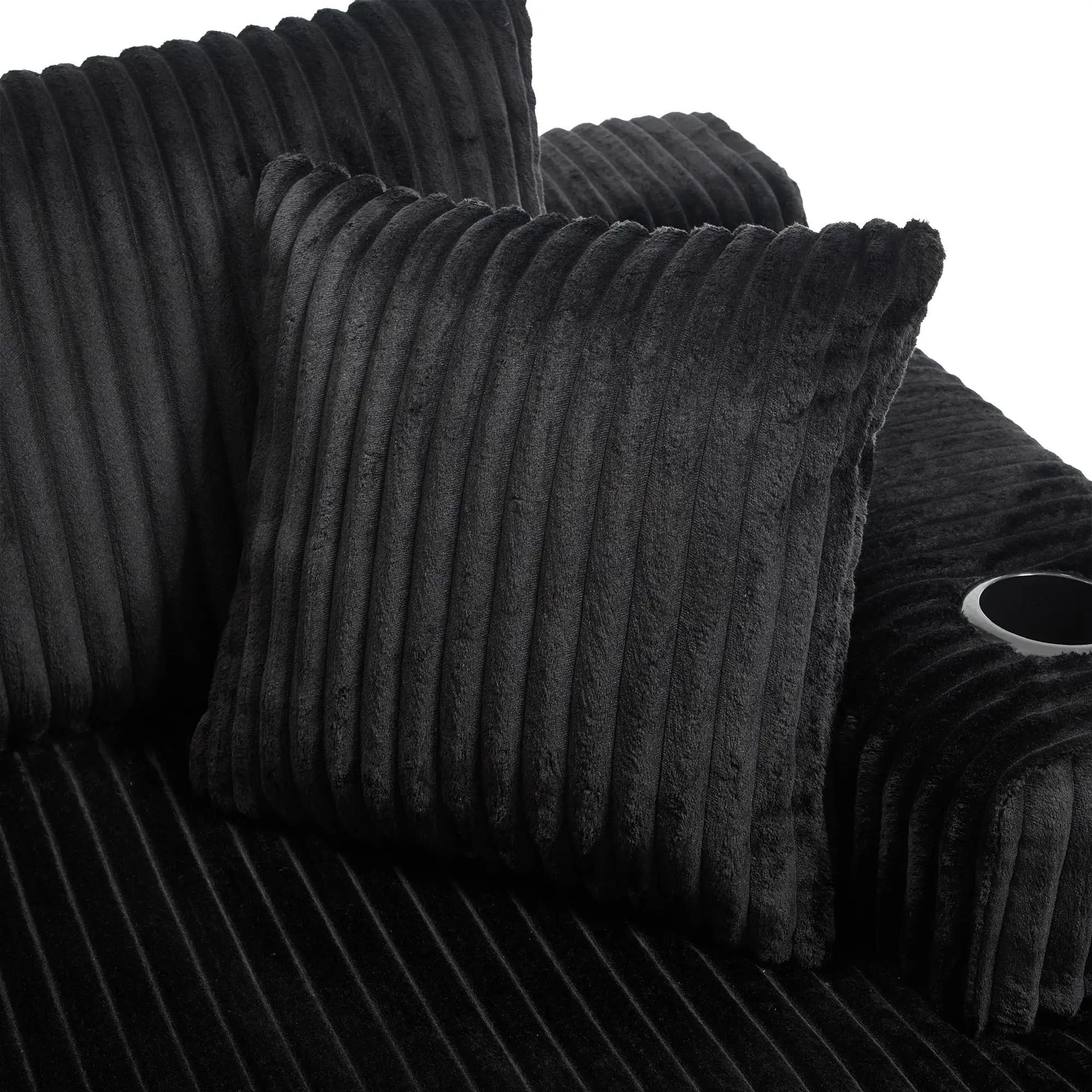 Corner Corduroy Sofa 257 x 160 x 80cm - Black - 12