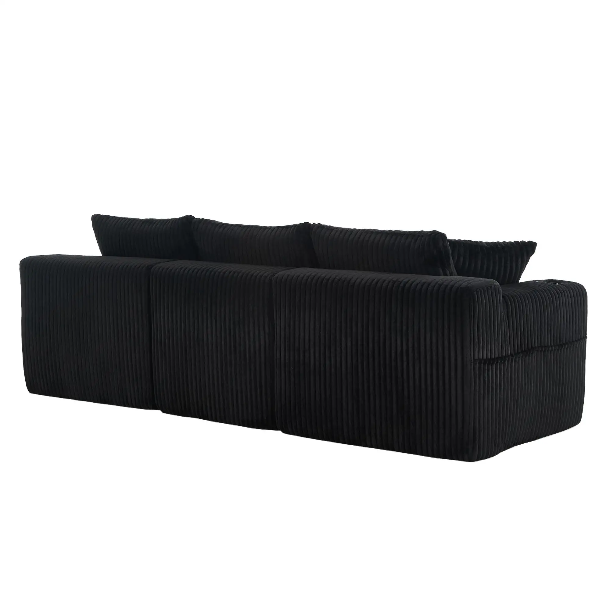 Corner Corduroy Sofa 257 x 160 x 80cm - Black - 15