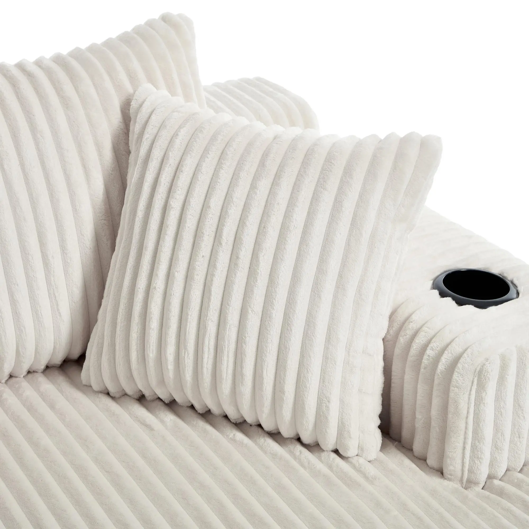 Corner Corduroy Sofa 257 x 160 x 80cm - Beige - 11