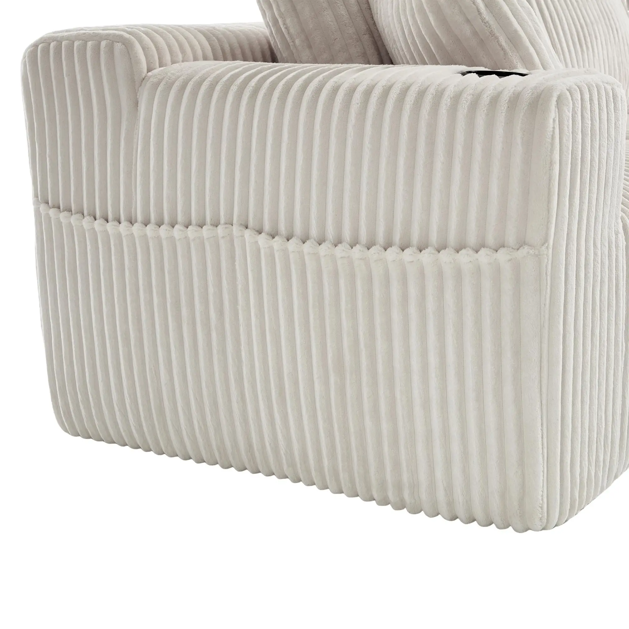 Corner Corduroy Sofa 257 x 160 x 80cm - Beige - 12