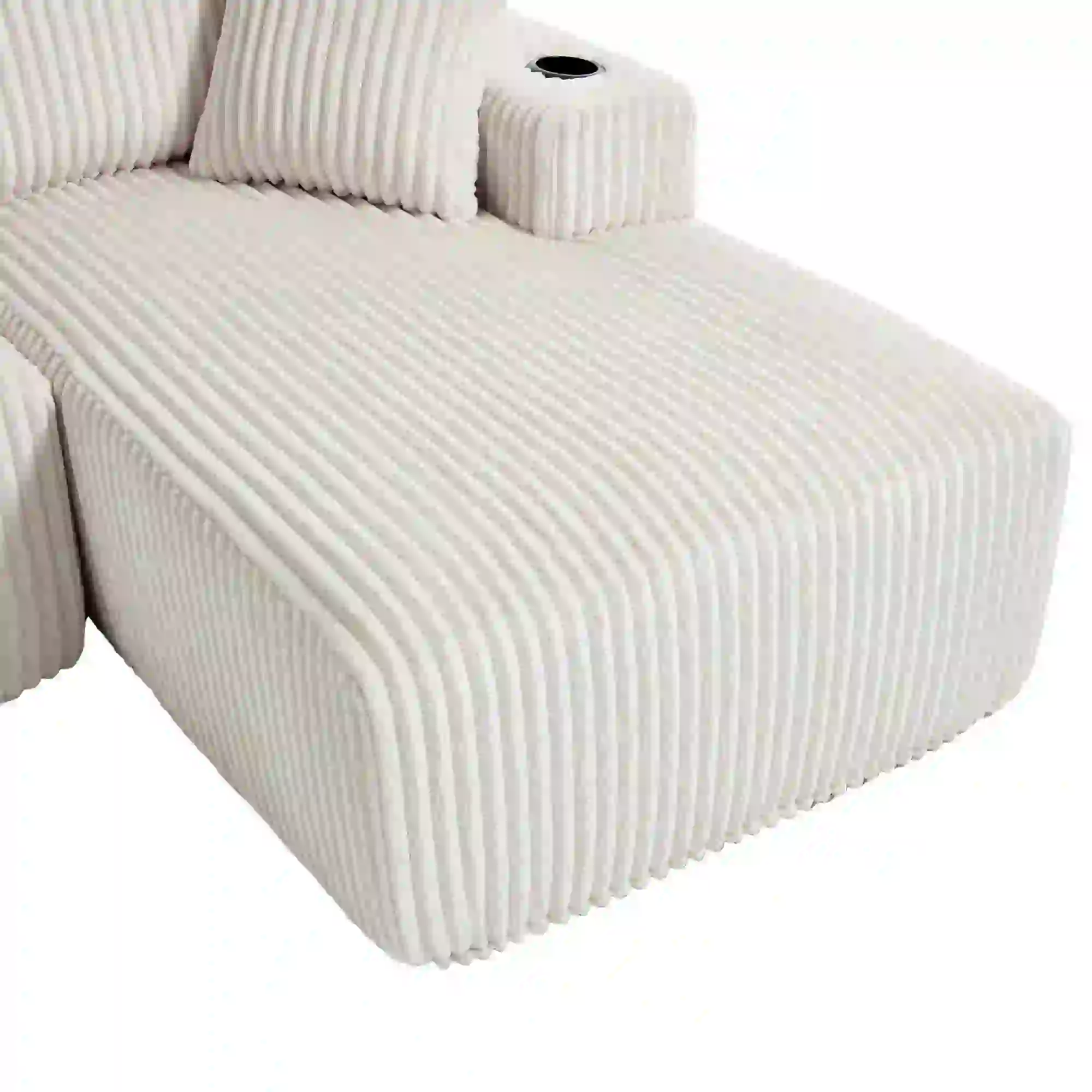 Corner Corduroy Sofa 257 x 160 x 80cm - Beige - 13