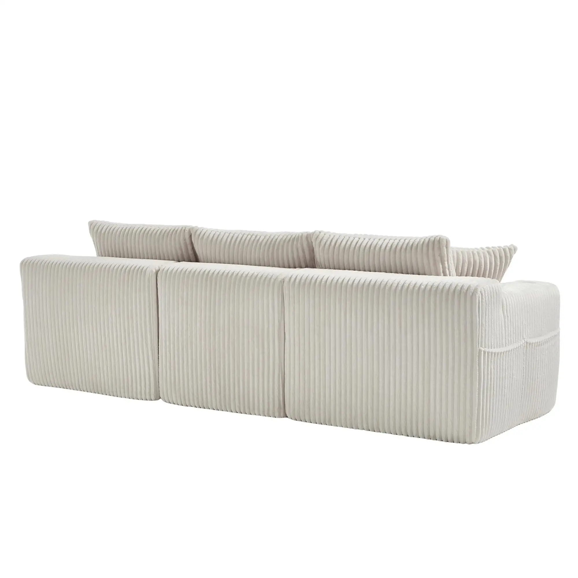 Corner Corduroy Sofa 257 x 160 x 80cm - Beige - 15