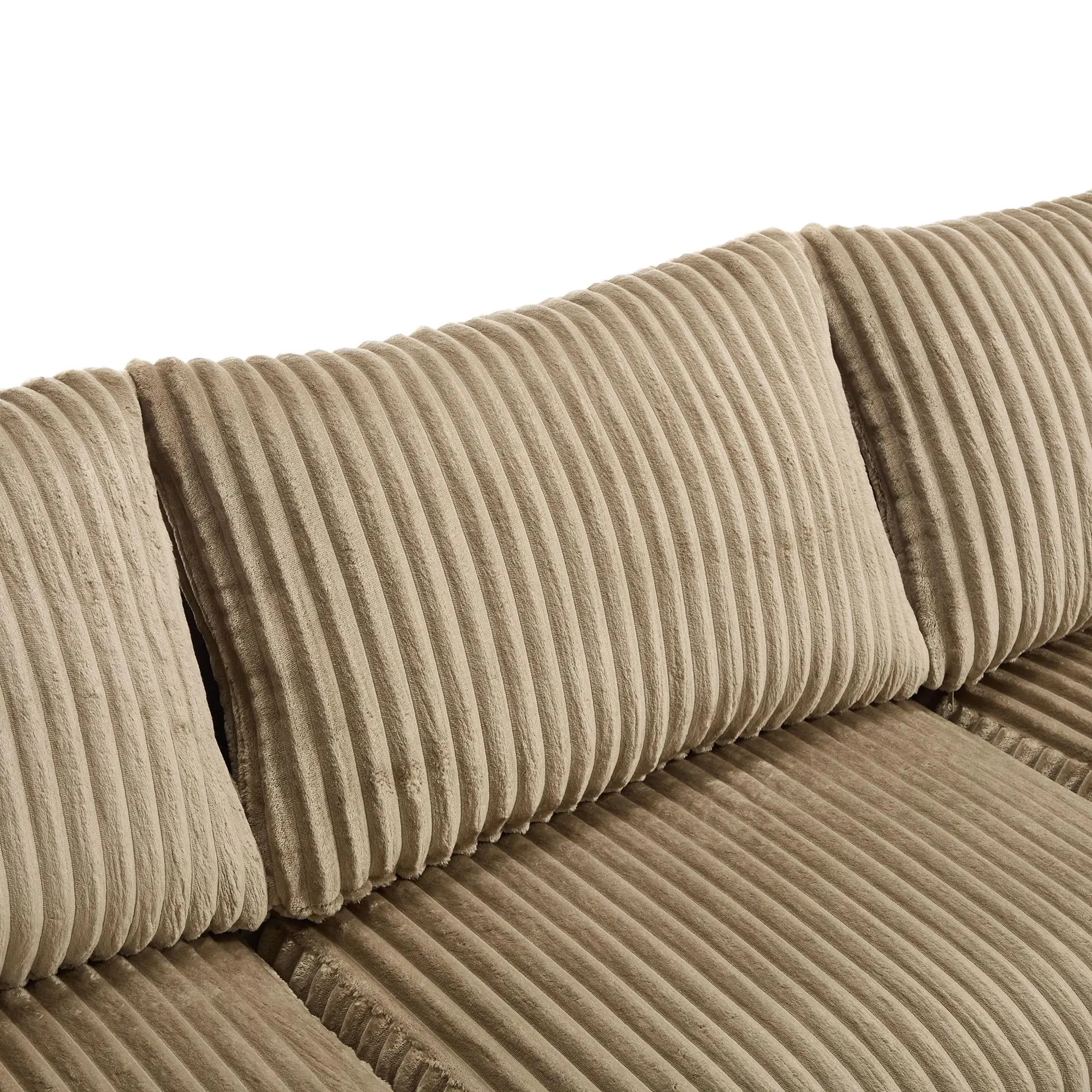 Corner Corduroy Sofa 257 x 160 x 80cm - Khaki - 10