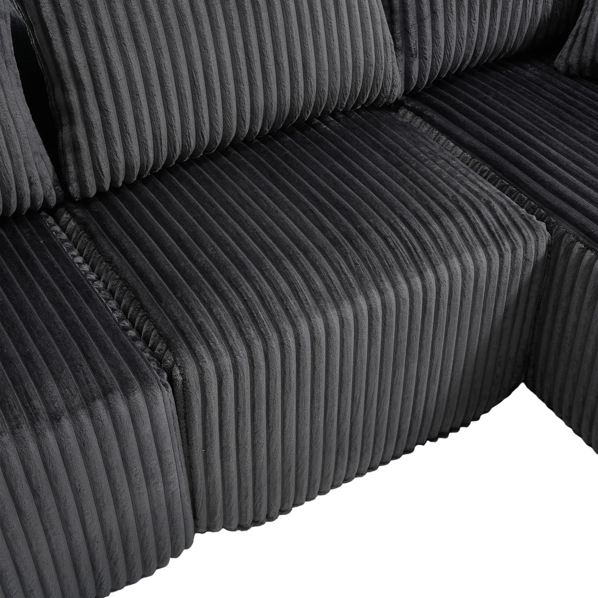 Corner Corduroy Sofa 257 x 160 x 80cm - Grey - 11