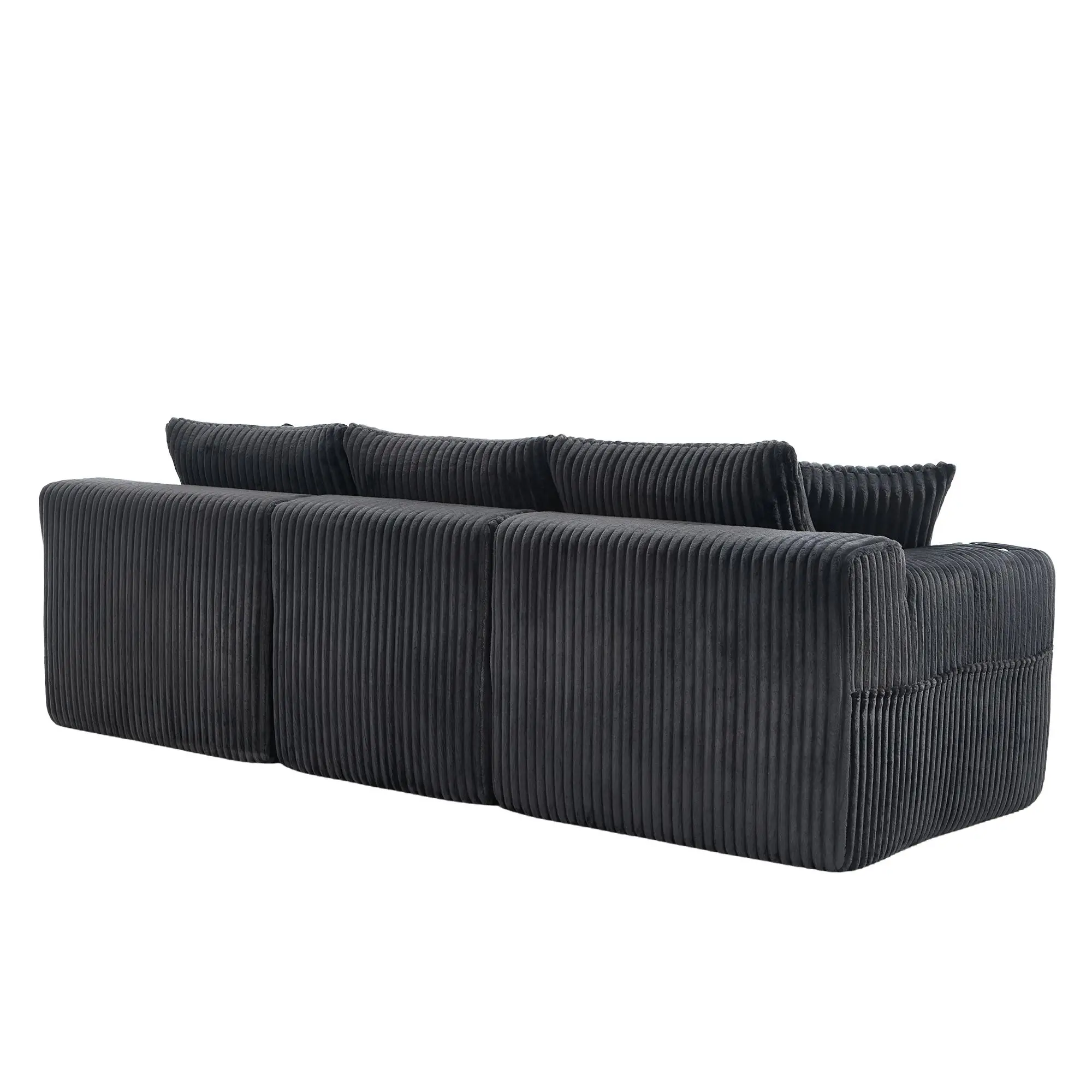 Corner Corduroy Sofa 257 x 160 x 80cm - Grey - 15