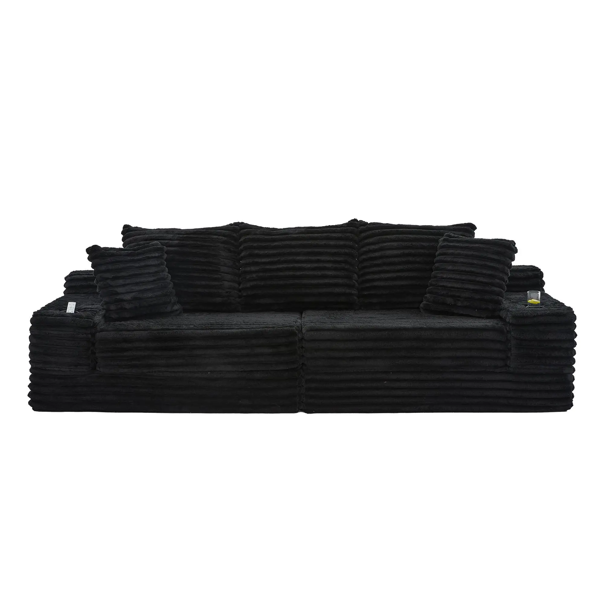 Corduroy Sofa Bed 273 x 98 x 87cm - Black - 2