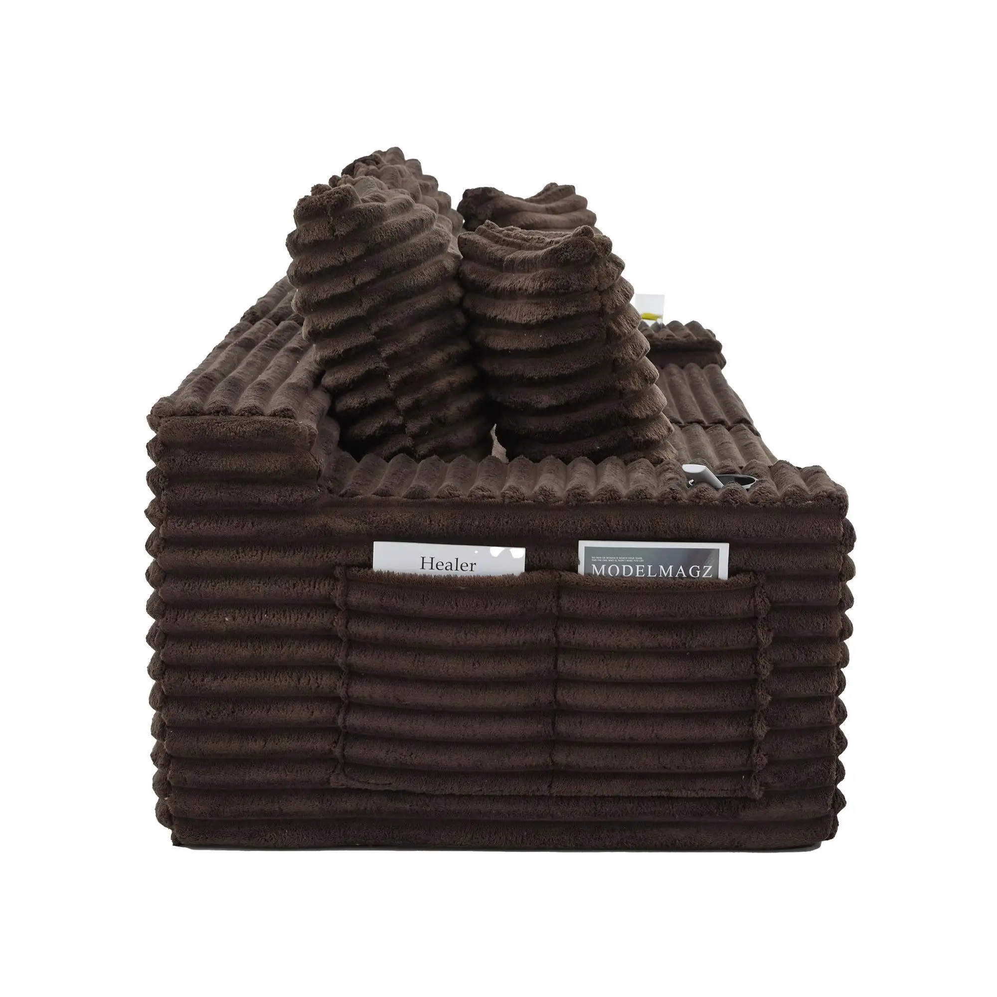 Corduroy Sofa Bed 273 x 98 x 87cm - Coffee - 13