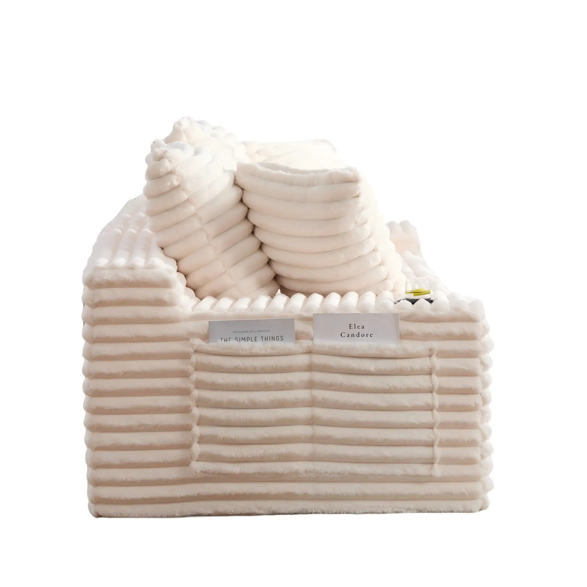 Corduroy Sofa Bed 273 x 98 x 87cm - Beige - 13