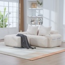 2 Seater Corduroy Sofa 200 x 174 x 80cm - Beige - 1