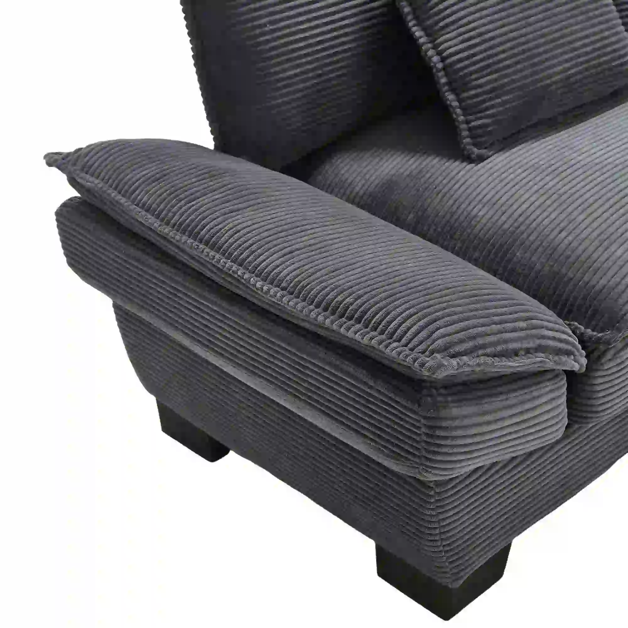 Corduroy Sofa 224 x 81 x 81cm - Dark Grey - 12