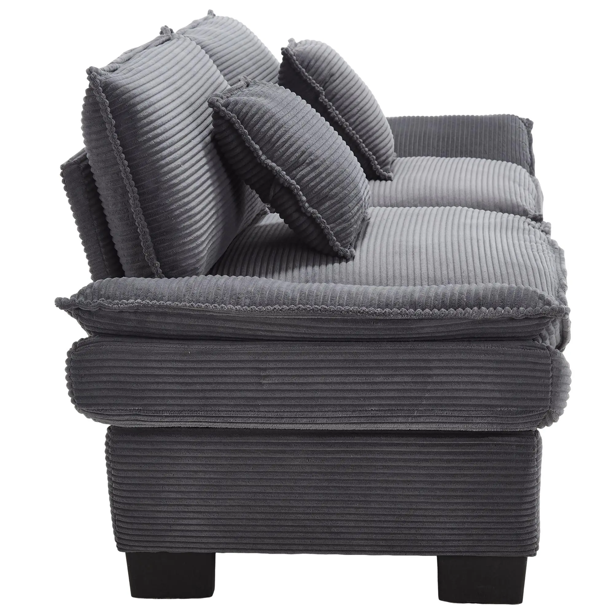 Corduroy Sofa 224 x 81 x 81cm - Dark Grey - 14