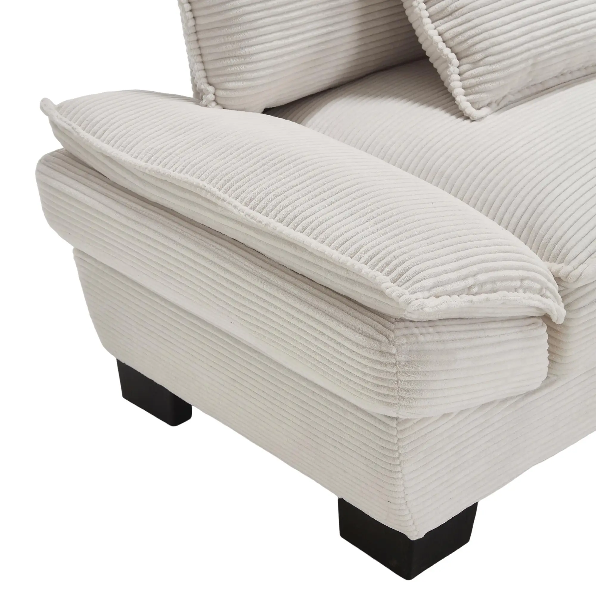 Corduroy Sofa 224 x 81 x 81cm - Beige - 10