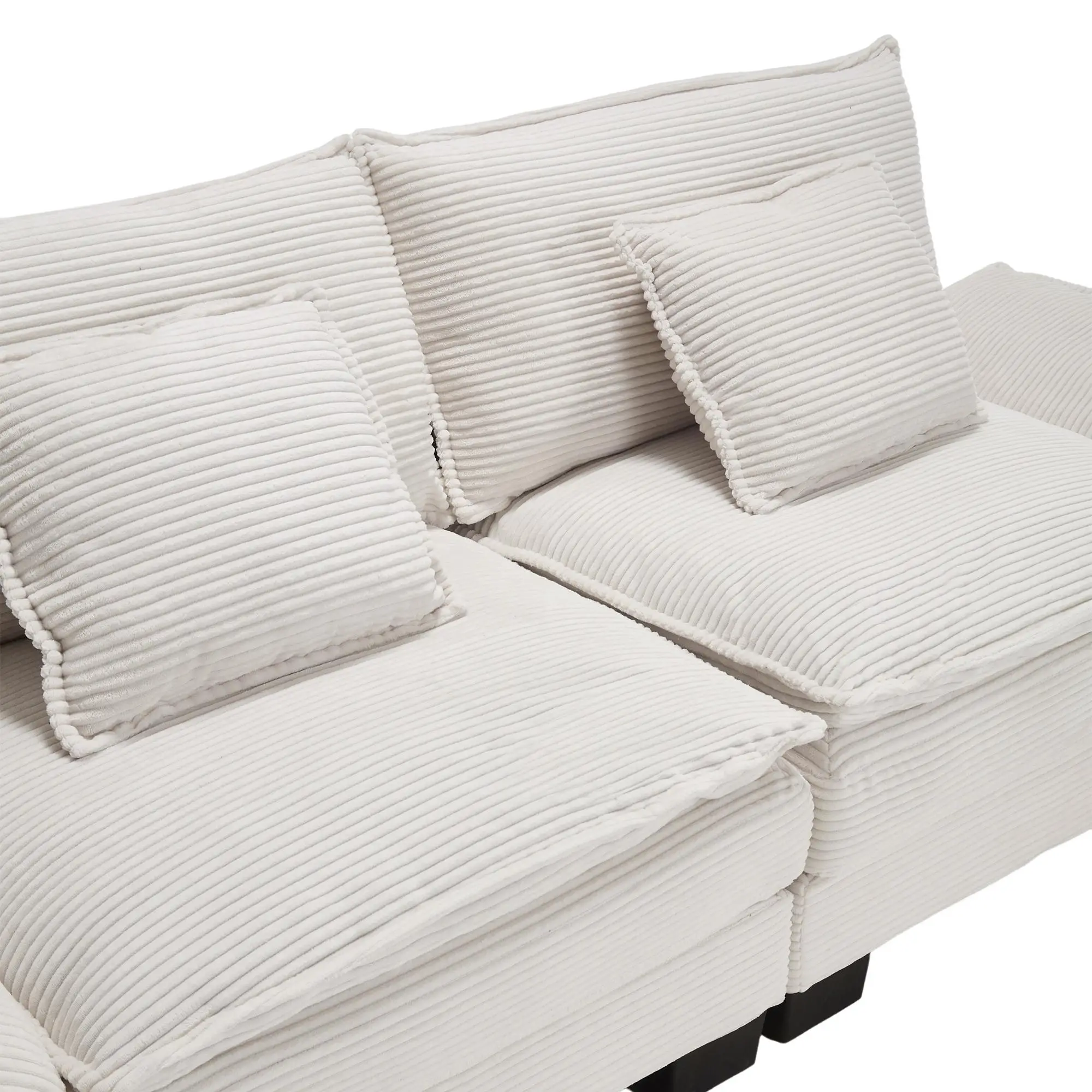 Corduroy Sofa 224 x 81 x 81cm - Beige - 11