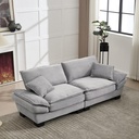 Corduroy Sofa 224 x 81 x 81cm - Light Grey - 1