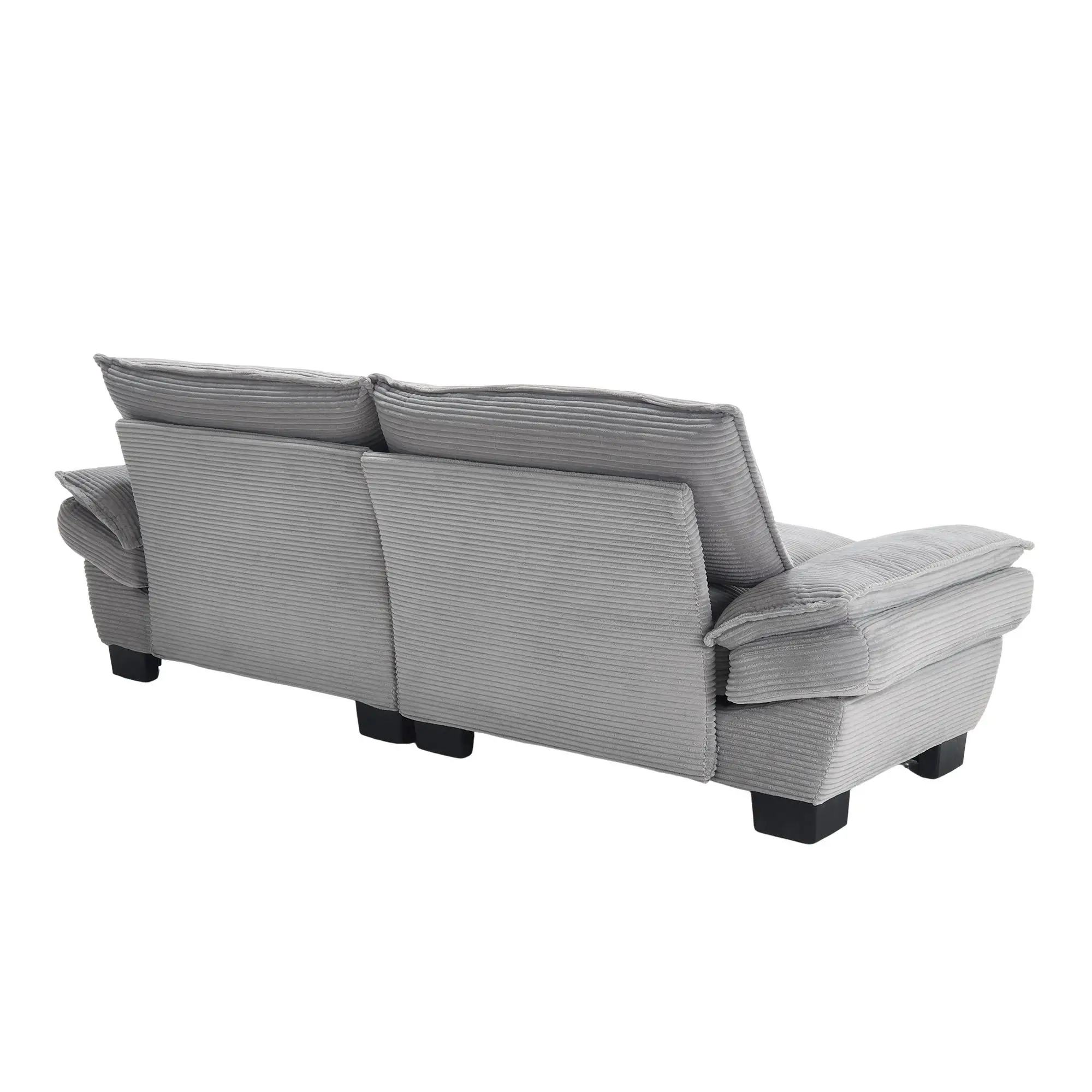Corduroy Sofa 224 x 81 x 81cm - Light Grey - 14