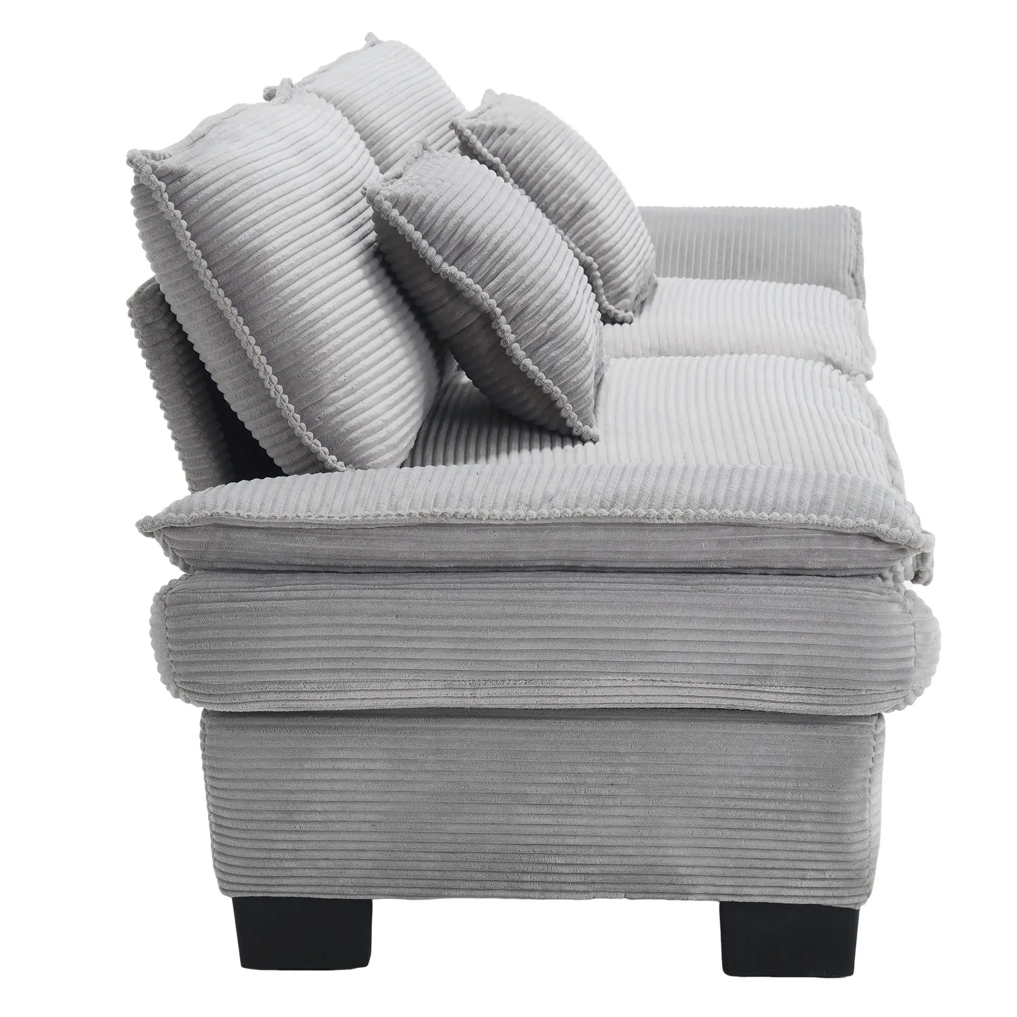 Corduroy Sofa 224 x 81 x 81cm - Light Grey - 15