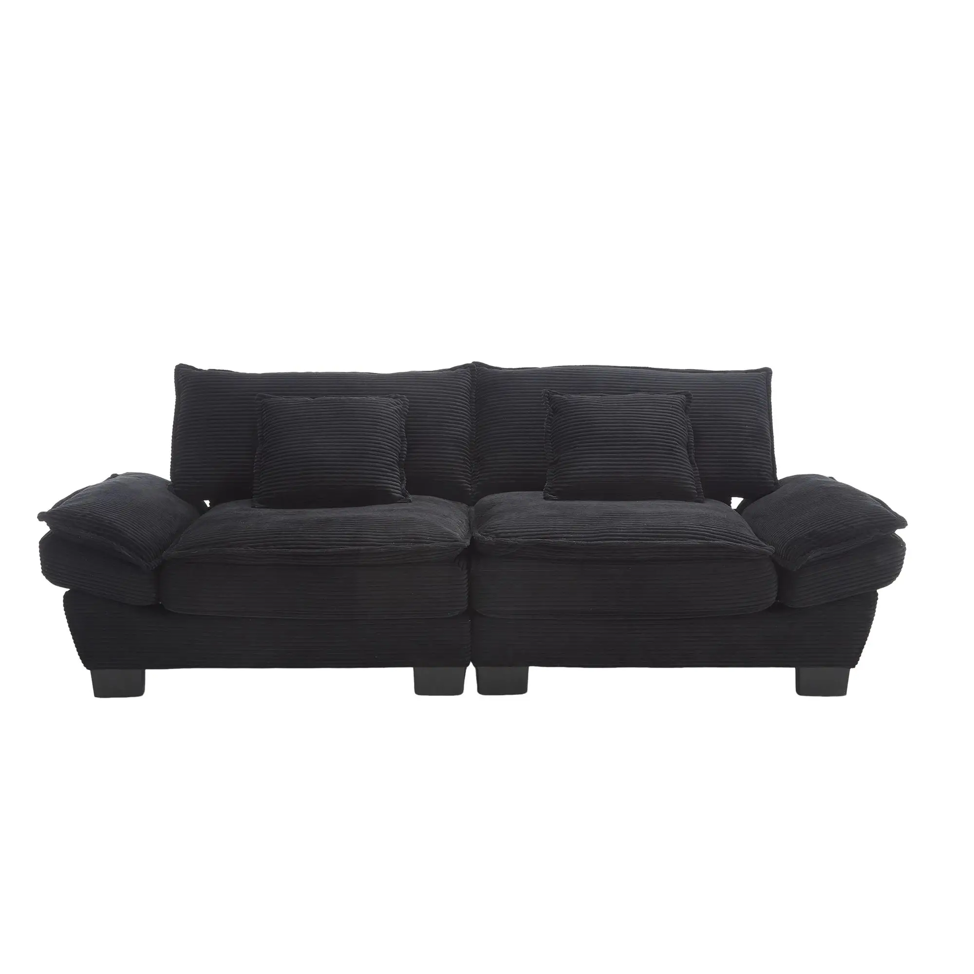 Corduroy Sofa 224 x 81 x 81cm - Black - 2
