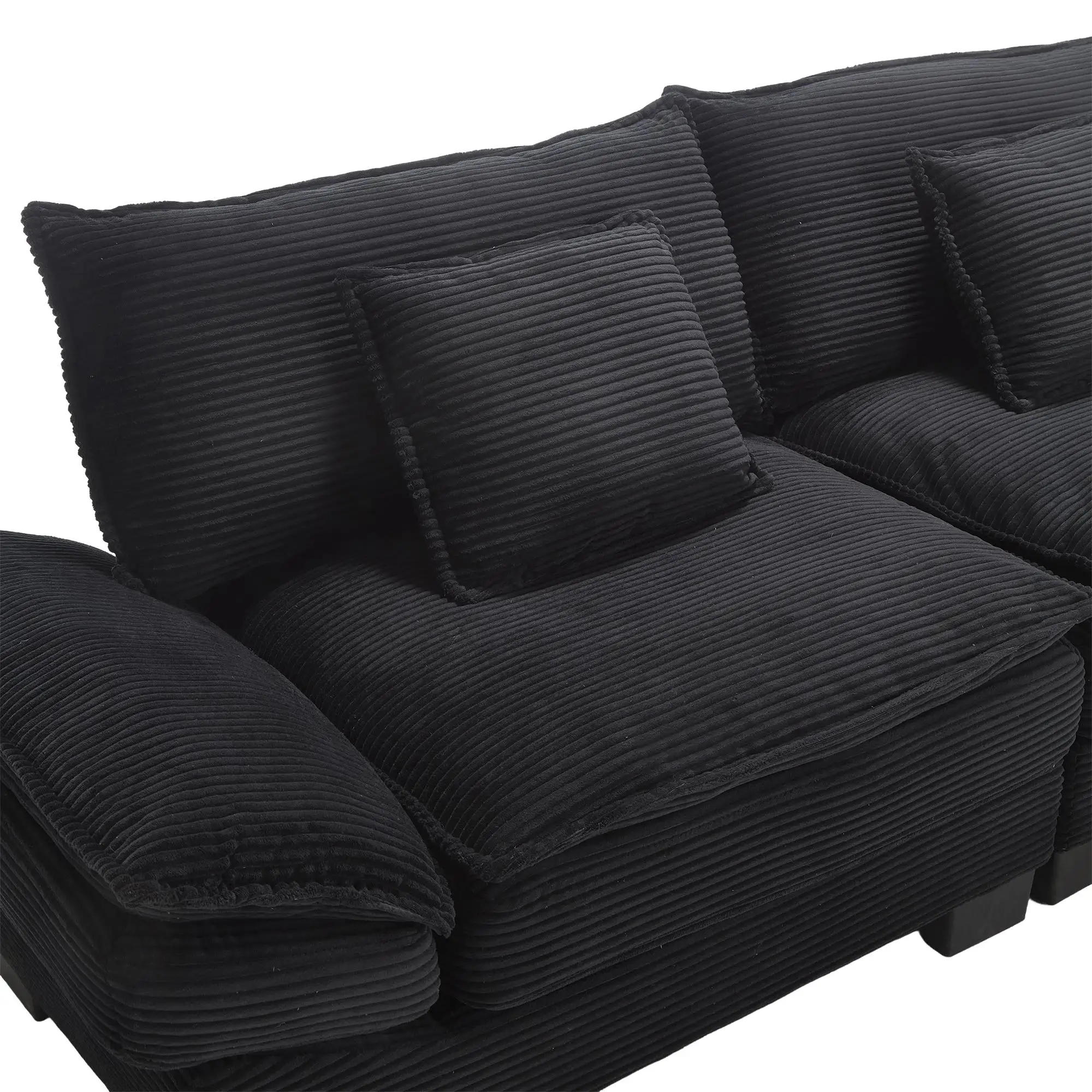 Corduroy Sofa 224 x 81 x 81cm - Black - 10