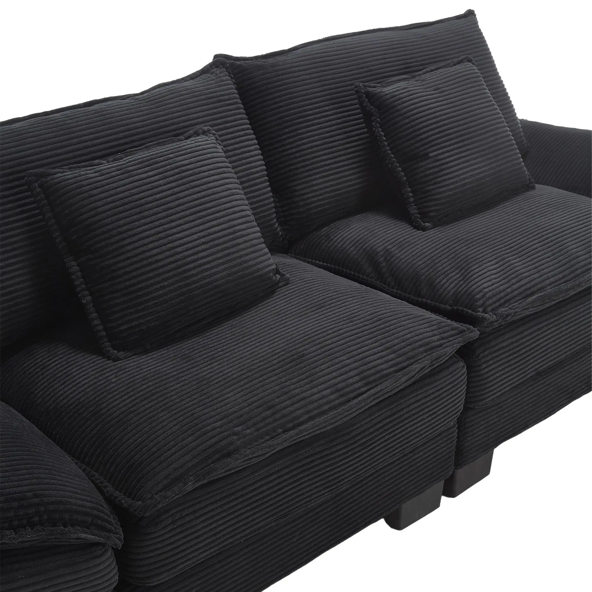 Corduroy Sofa 224 x 81 x 81cm - Black - 11
