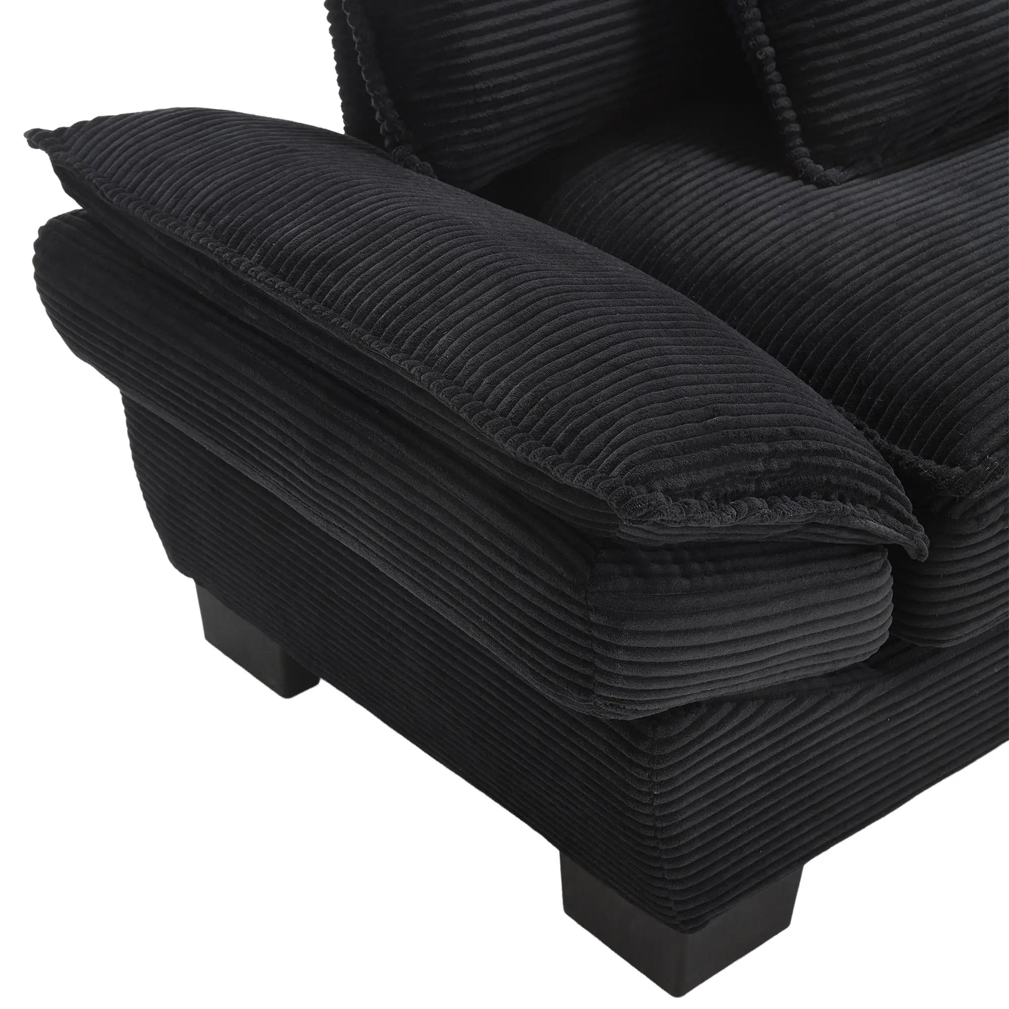 Corduroy Sofa 224 x 81 x 81cm - Black - 12