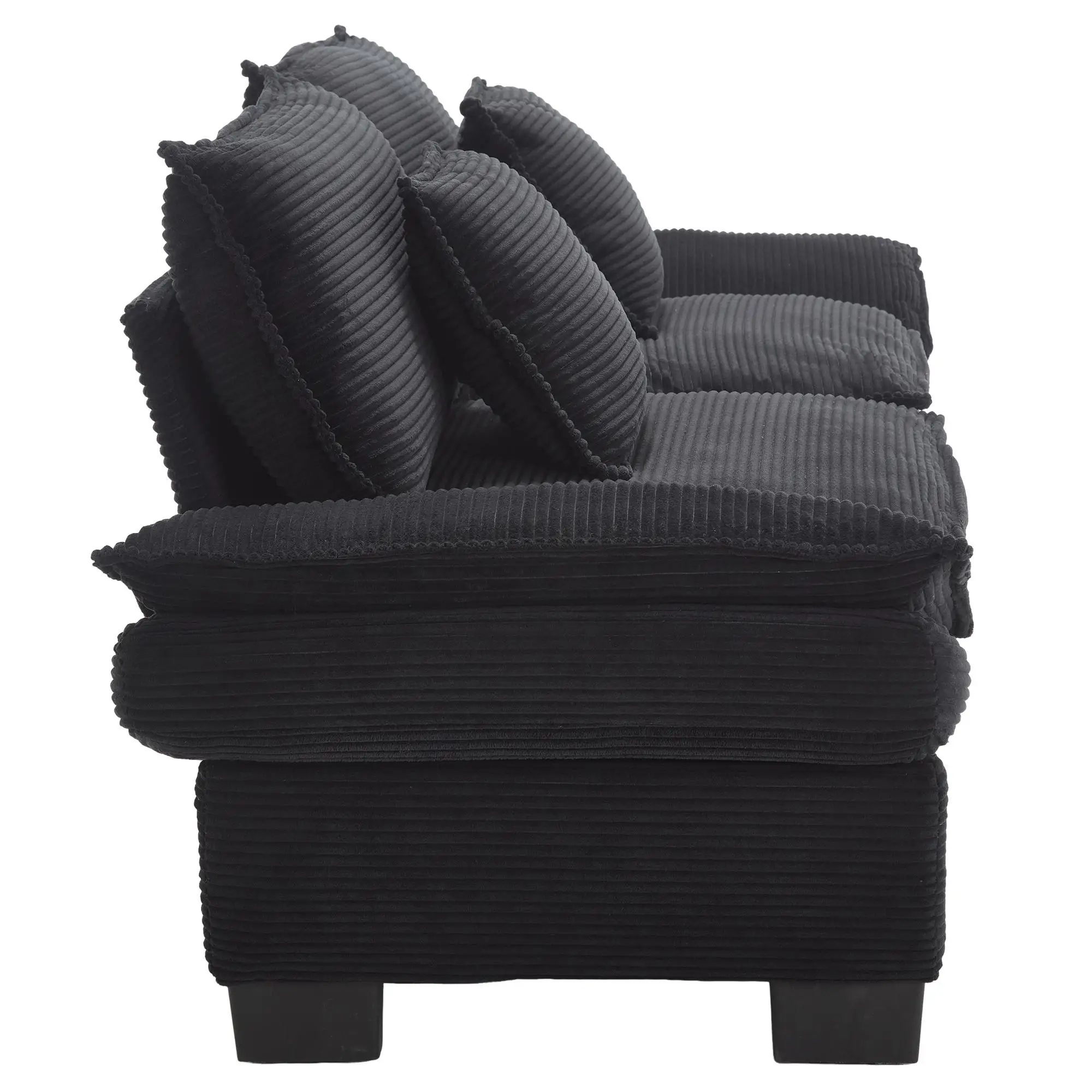 Corduroy Sofa 224 x 81 x 81cm - Black - 14