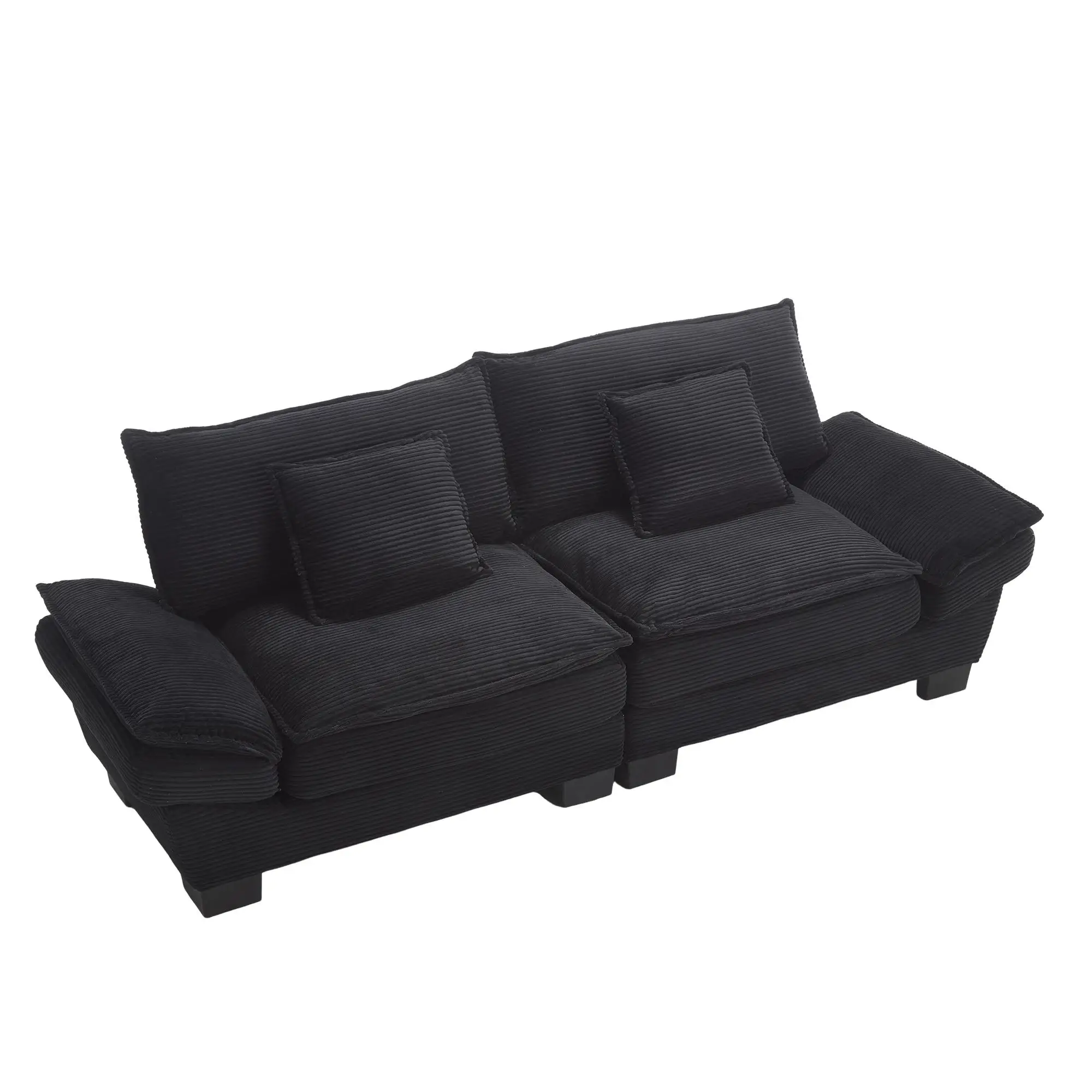 Corduroy Sofa 224 x 81 x 81cm - Black - 15