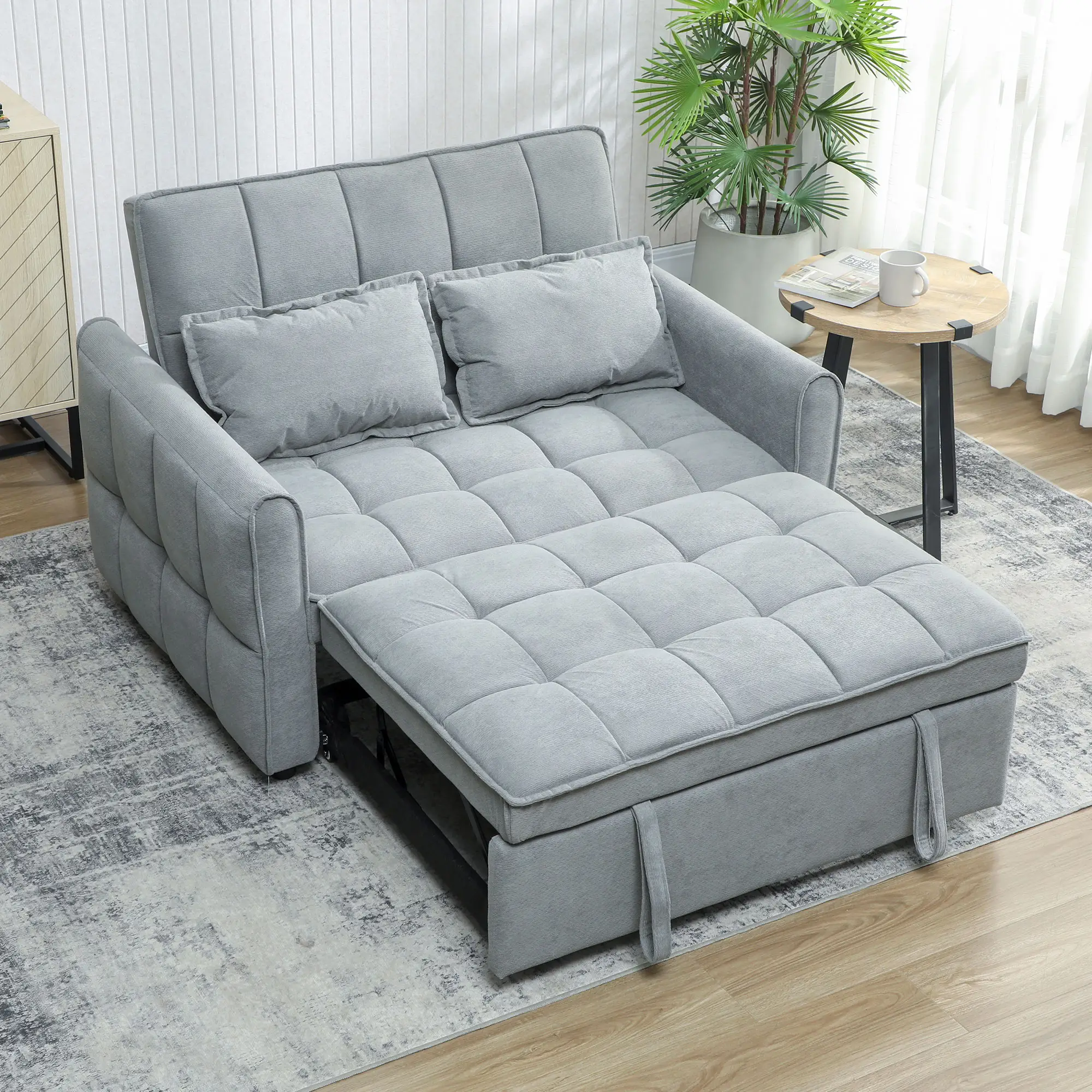 2 Seater Velvet Sofa Bed 124.5 x 86.5 x 88cm - Grey - 9