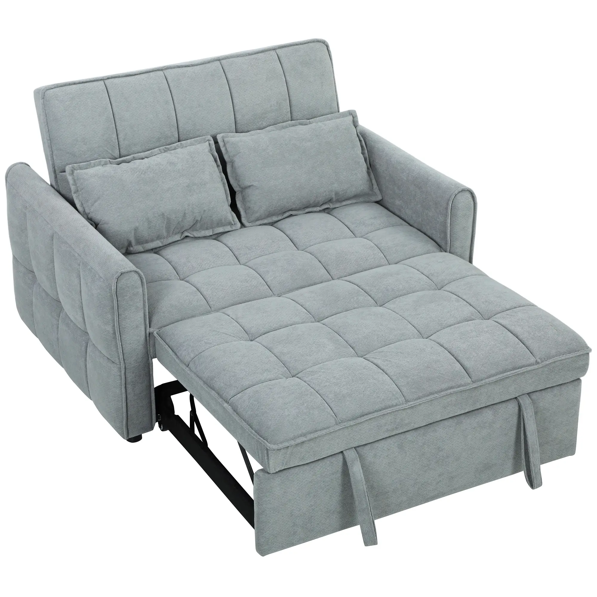 2 Seater Velvet Sofa Bed 124.5 x 86.5 x 88cm - Grey - 12