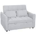 2 Seater Velvet Sofa Bed 124.5 x 86.5 x 88cm - Light Grey - 1
