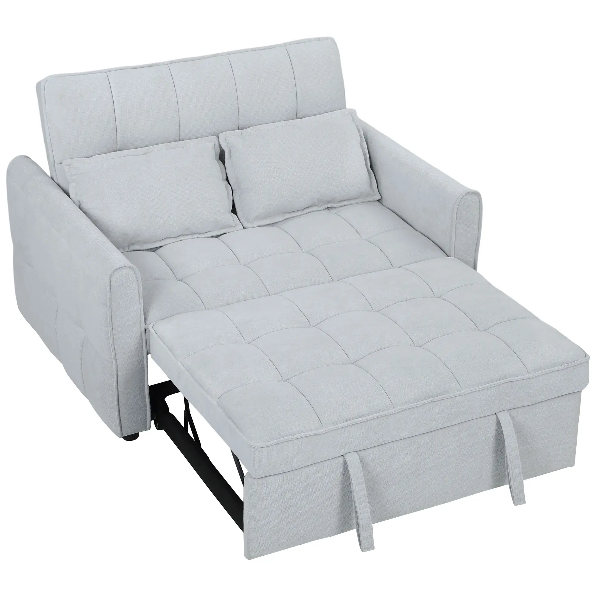 2 Seater Velvet Sofa Bed 124.5 x 86.5 x 88cm - Light Grey - 15