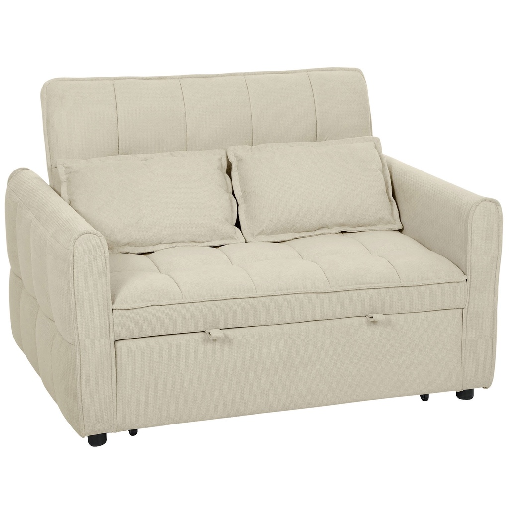 2 Seater Velvet Sofa Bed 124.5 x 86.5 x 88cm - Light Brown - 1